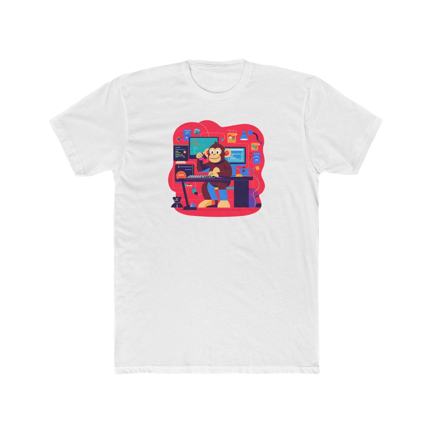 Playful Monkey Themed Unisex Cotton Crew Tee, Fun Gamer Shirt, Casual Tee, Graphic Tee, Gift for Kids and Teens