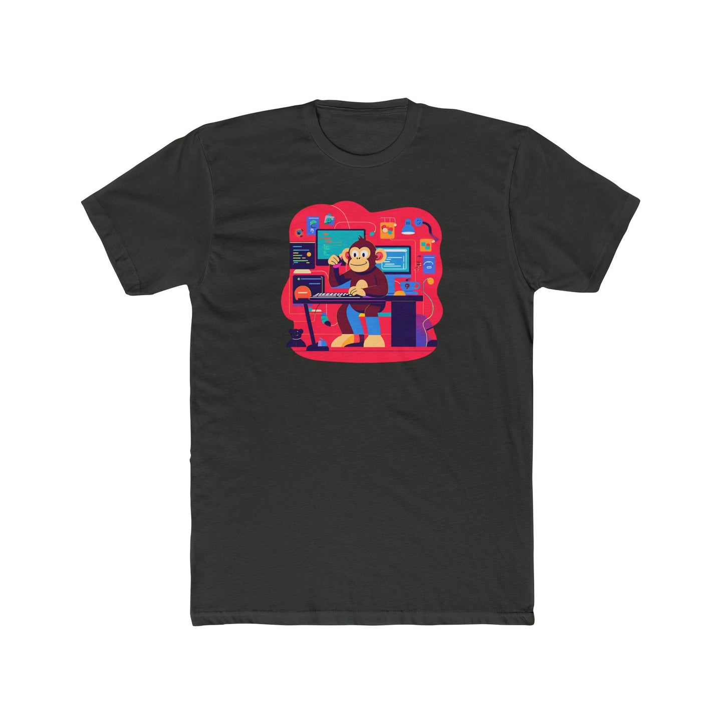 Playful Monkey Themed Unisex Cotton Crew Tee, Fun Gamer Shirt, Casual Tee, Graphic Tee, Gift for Kids and Teens