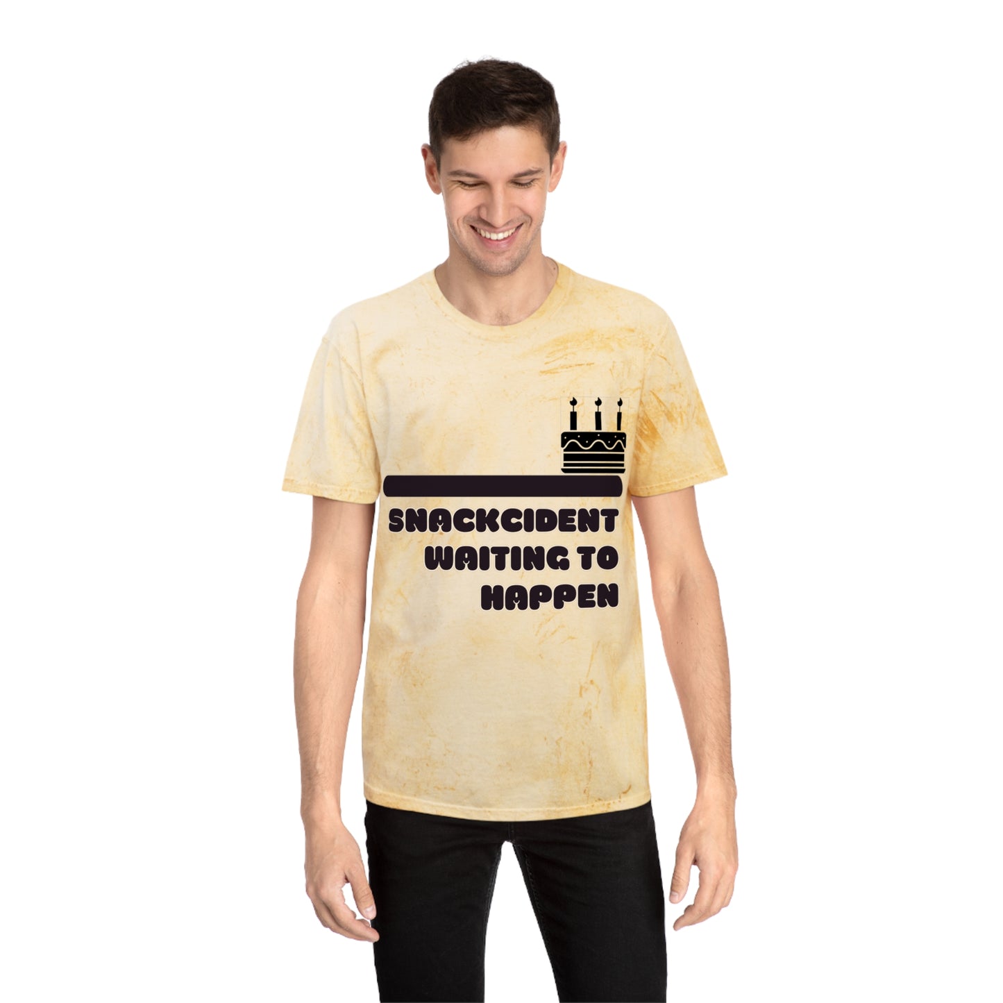 Colorful Humor T-Shirt, Funny Snackcident Shirt, Birthday Gift, Casual Wear, Quirky Apparel, Unisex Fashion
