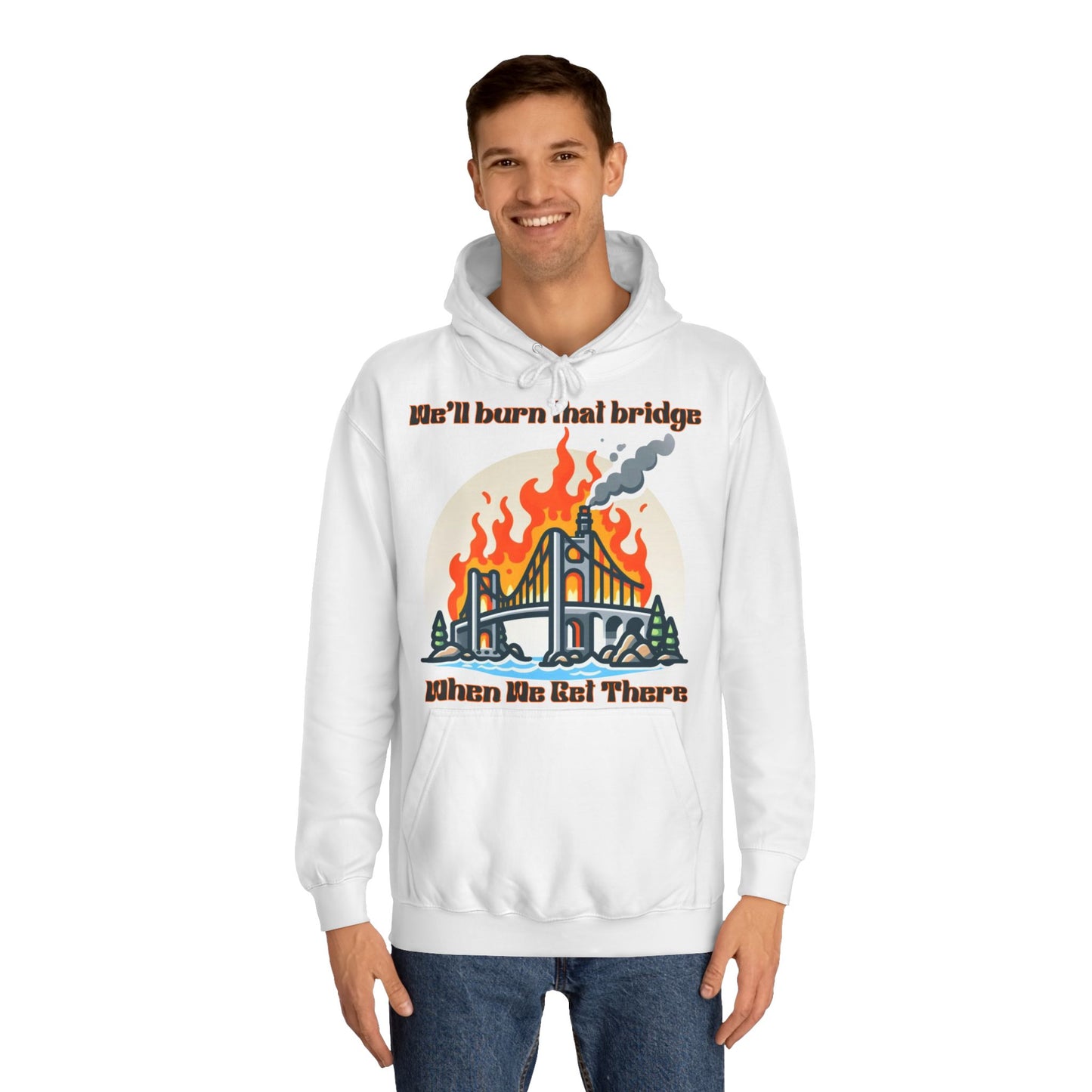 Burning Bridge - Unisex College Hoodie