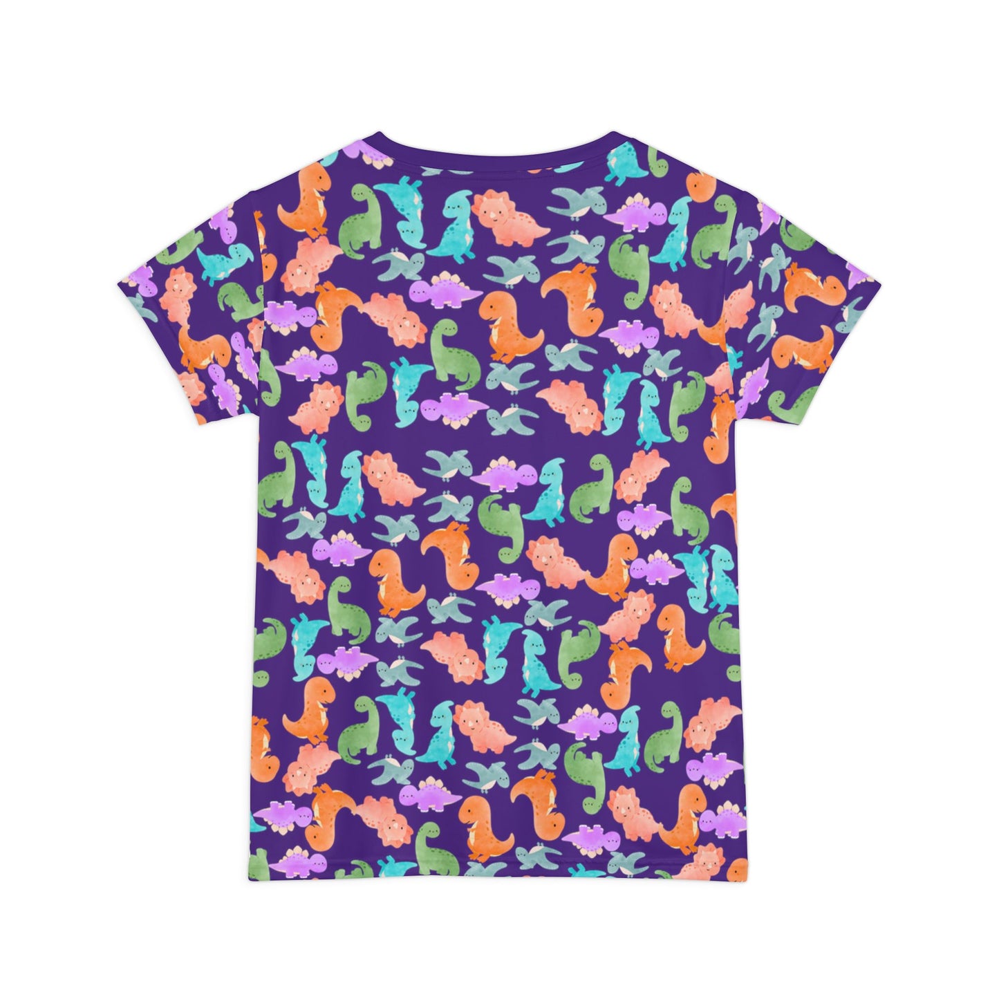Vibrant Dino Shirt Cute Summer Tee Beachwear Casual Outfit Gift for Ocean Lovers Rainbow Dinos Purple