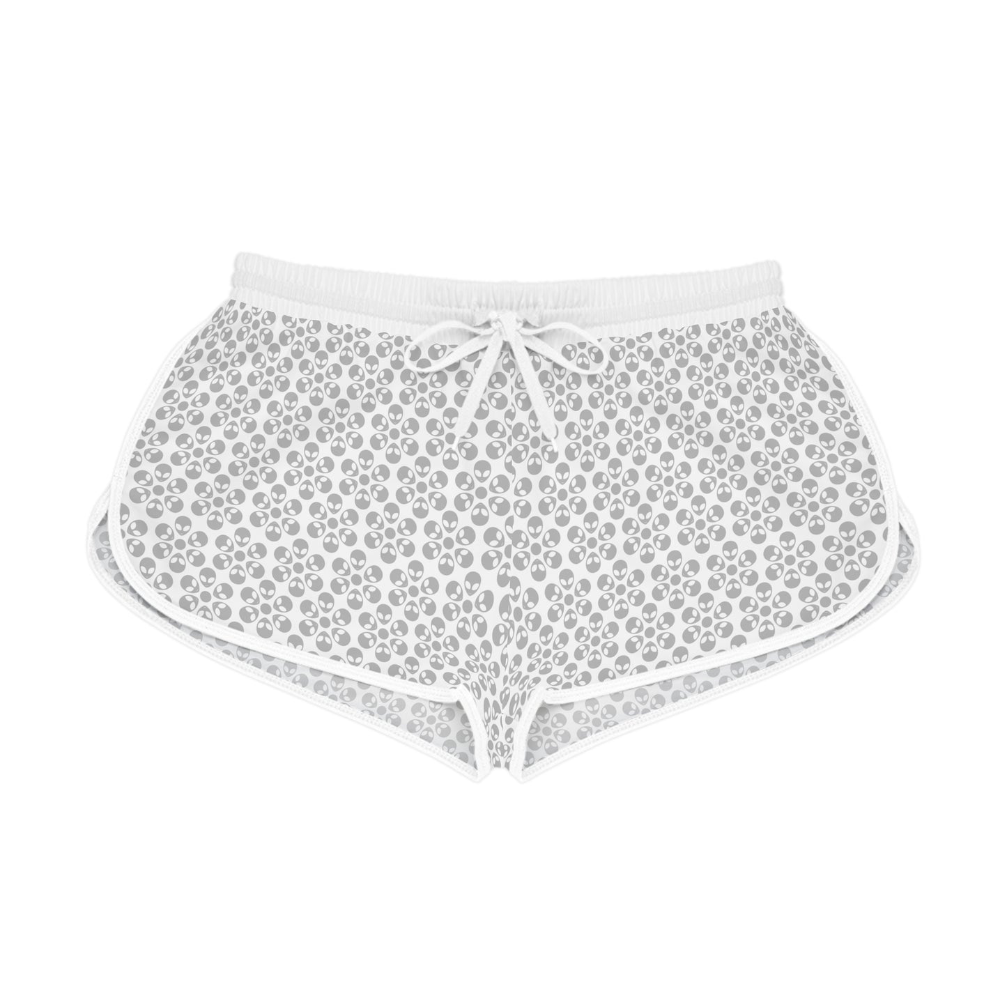 Womens Relaxed Shorts Alien Flowers White
