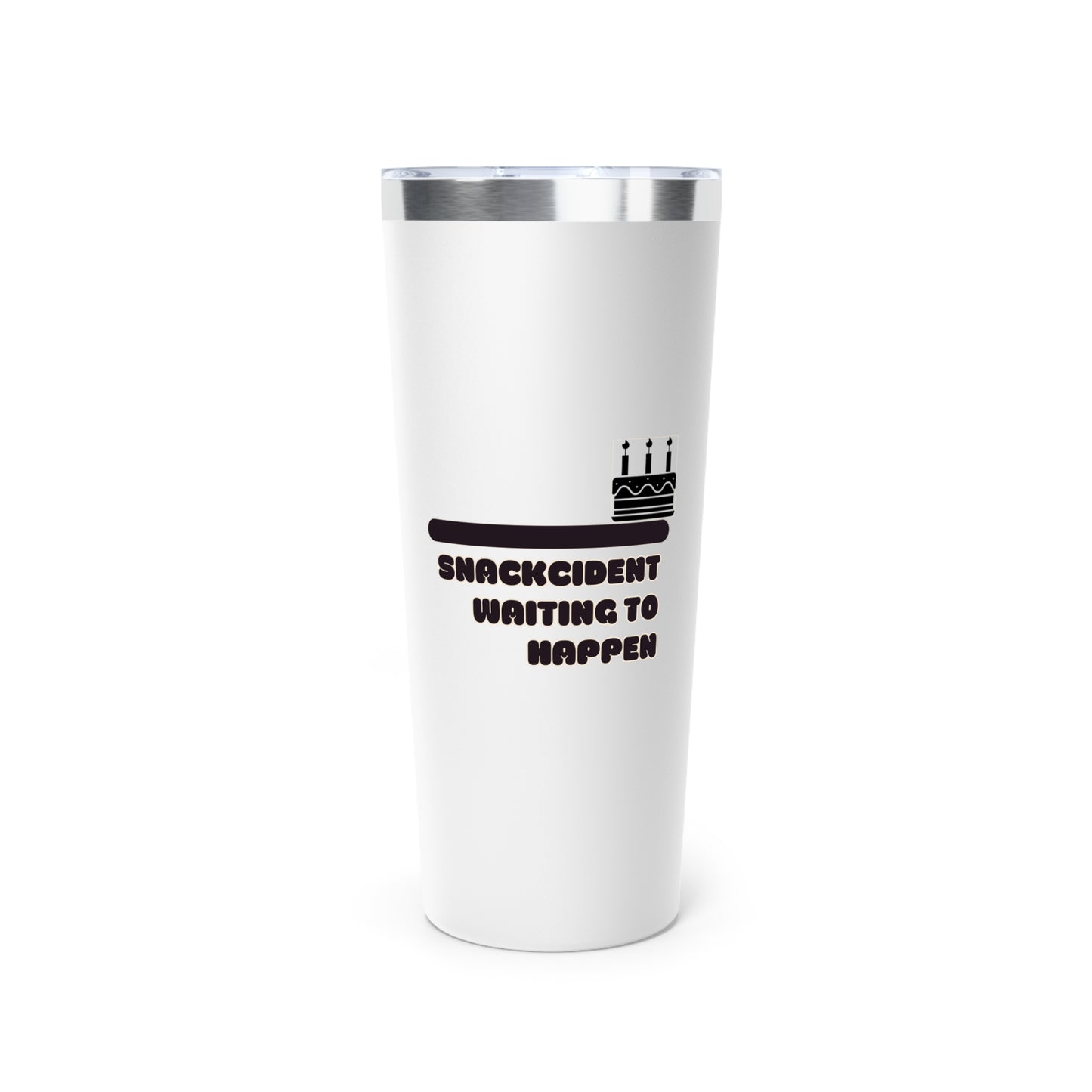 Snackcident Waiting to Happen Tumbler | 22oz Copper Vacuum Insulated Cup for Coffee, Tea, Travel, Birthday Gift, Fun Designs