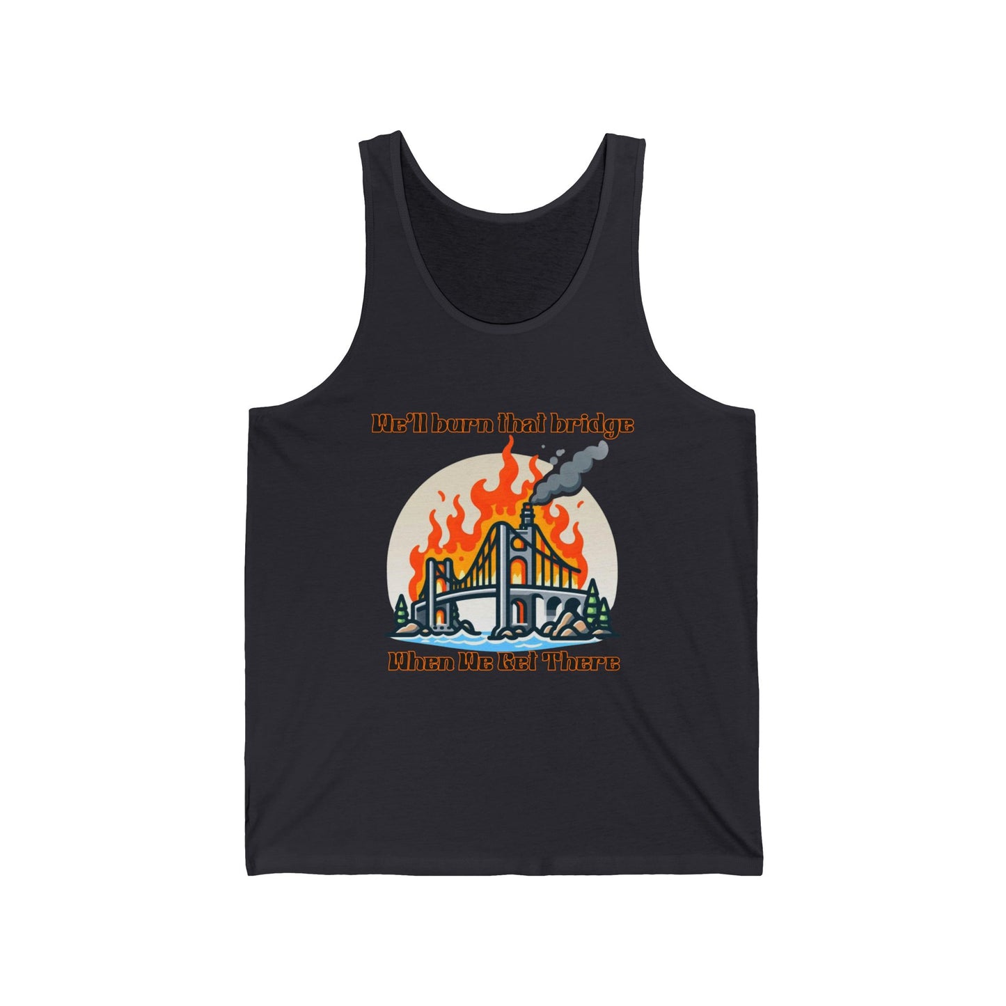 Fire Bridge Graphic Unisex Jersey Tank - Perfect for Festivals and Casual Outings