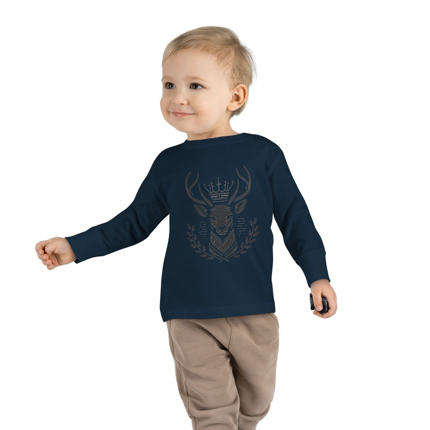 Crowned Deer Toddler Long Sleeve Tee - Oh Deer Lord
