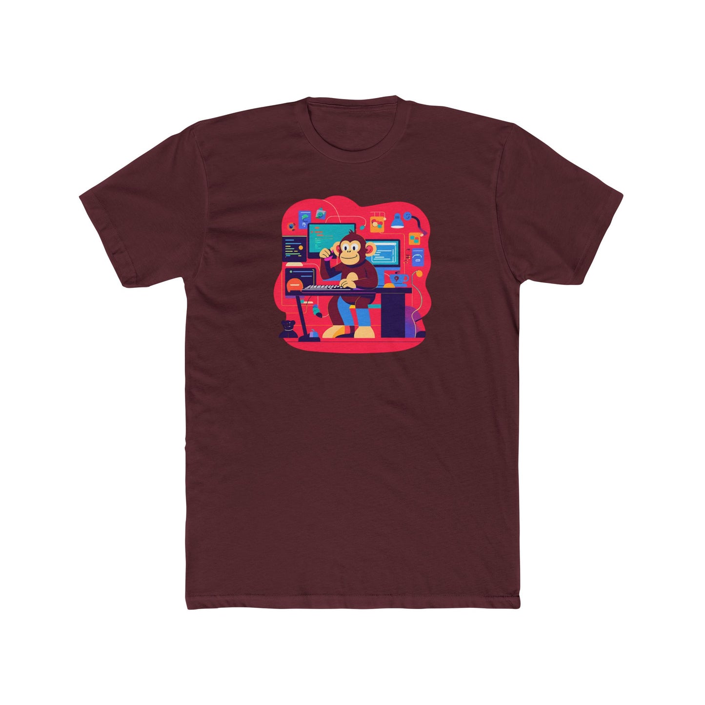 Playful Monkey Themed Unisex Cotton Crew Tee, Fun Gamer Shirt, Casual Tee, Graphic Tee, Gift for Kids and Teens