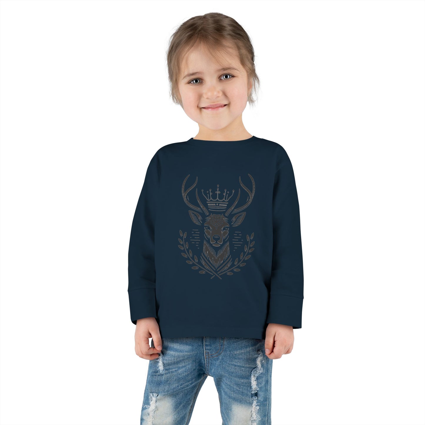 Crowned Deer Toddler Long Sleeve Tee - Oh Deer Lord