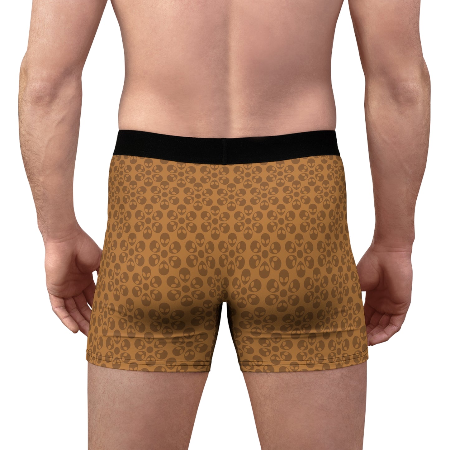 Mens Boxer Briefs  Alien Flowers Light Brown
