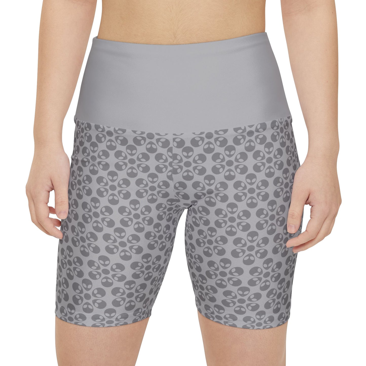 Womens Workout Shorts Alien Flowers Light Grey
