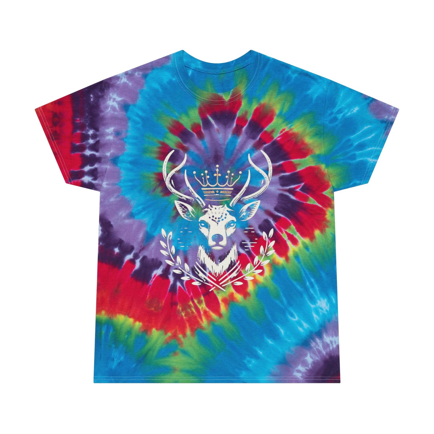 Spiral Tie-Dye Tee with Majestic Deer Design | Bohemian Style Shirt - Oh Deer Lord
