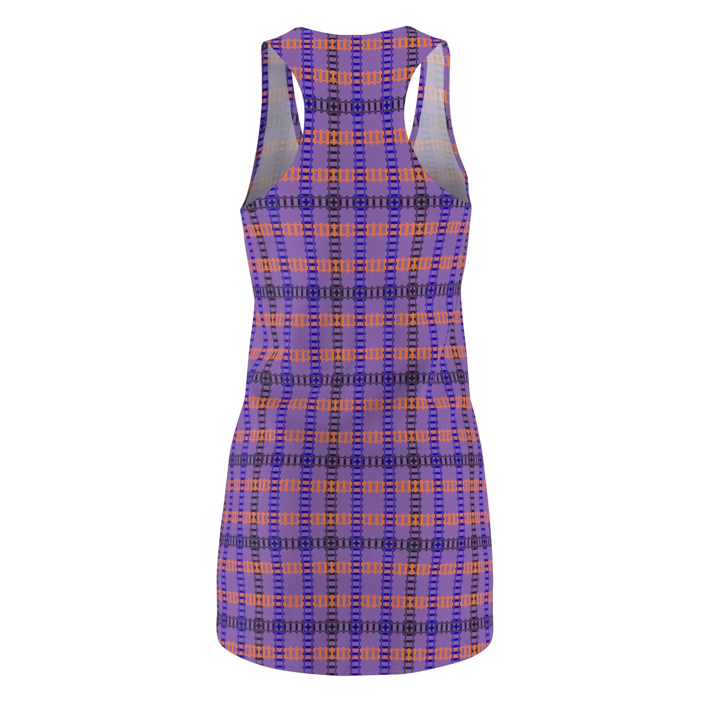 Vibrant Plaid Racerback Dress for Effortless Style Casual Summer Wear Festival Fashion Beach CoverUp Everyday Comfort Train Tracks Light Purple