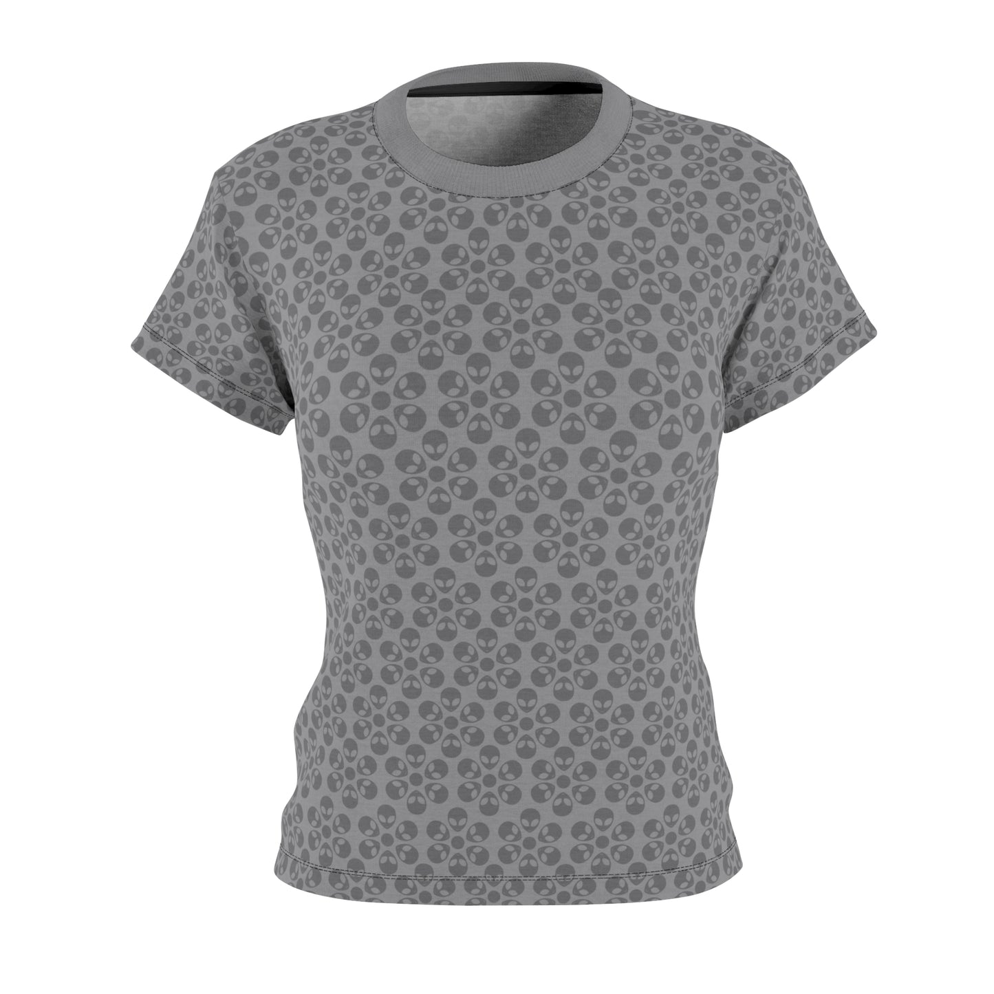 Stylish Womens Floral Tee Casual Trendy Summer Fashion Gift for Her Short Sleeve Top Alien Flowers Grey