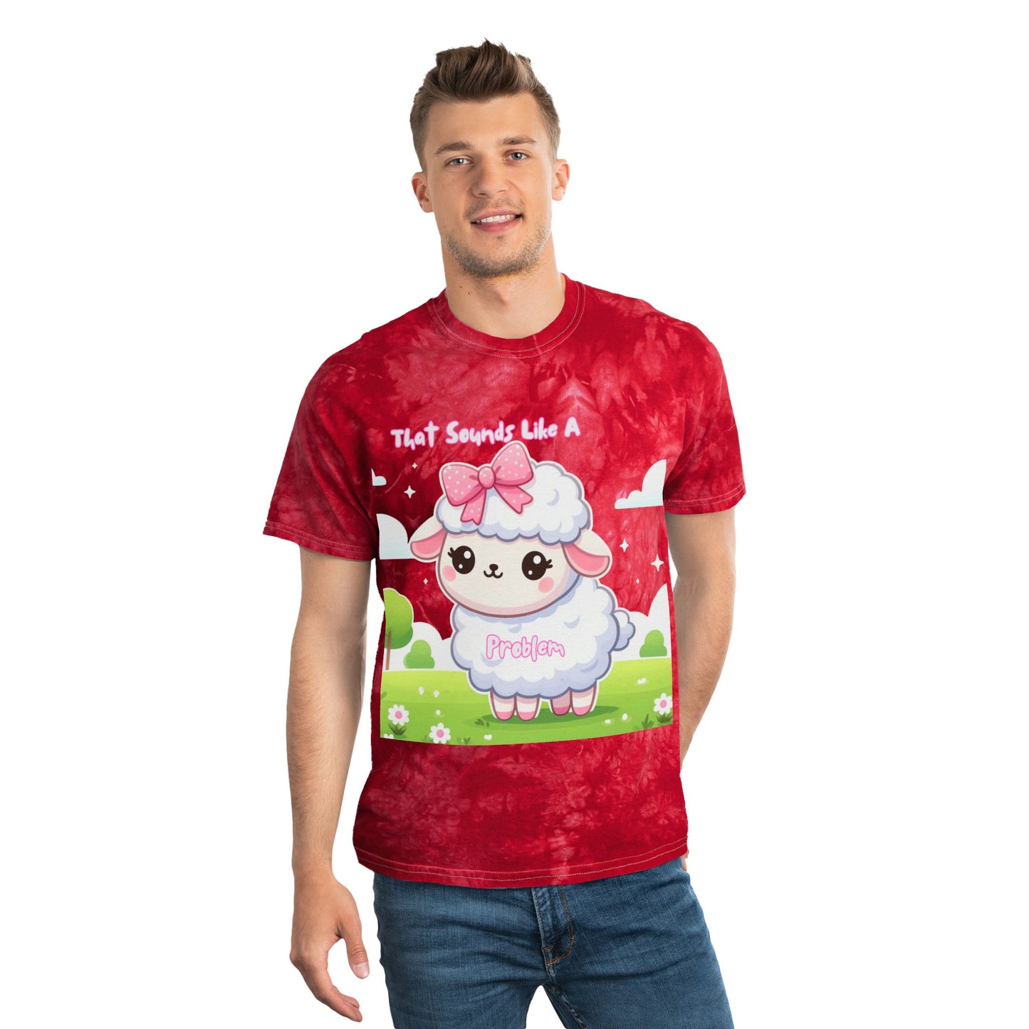 Cute Tie-Dye Tee with Adorable Sheep Graphic – Perfect for Casual Days & Gifts!