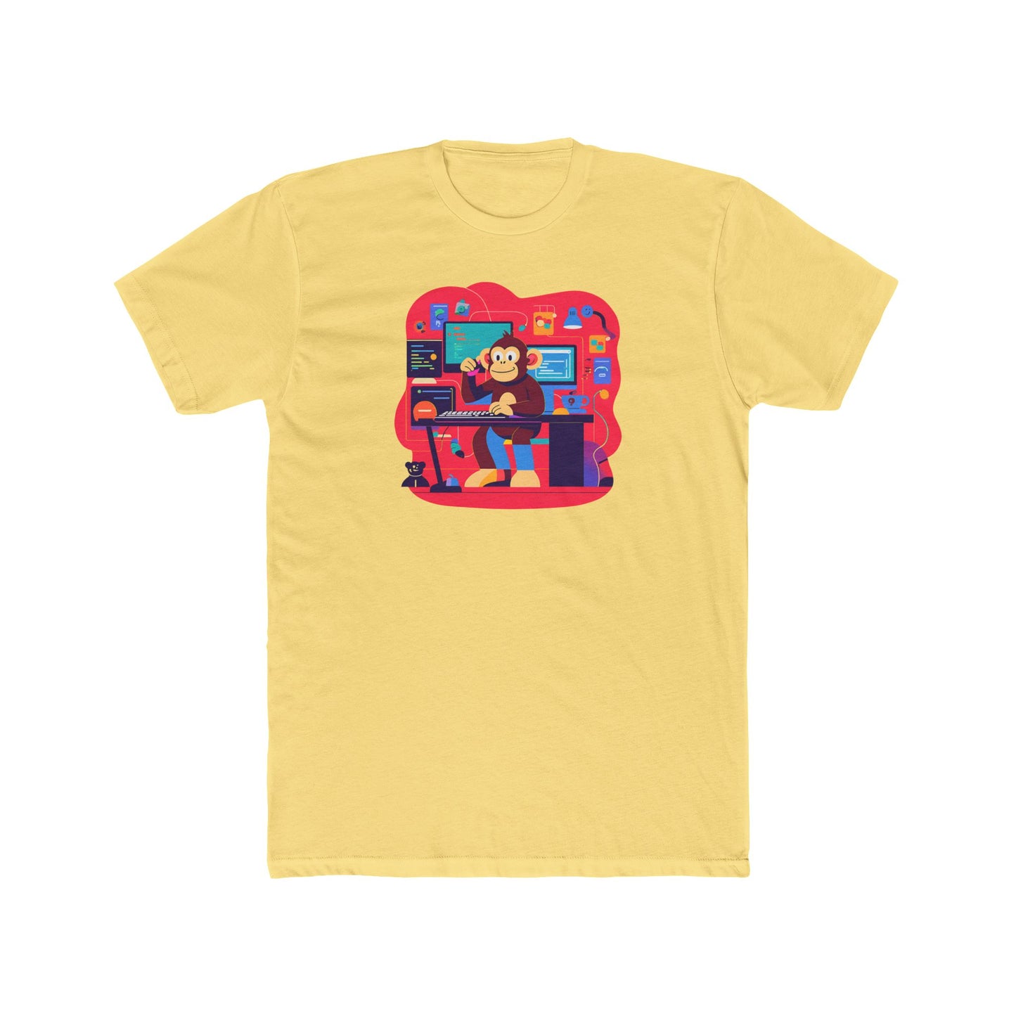 Playful Monkey Themed Unisex Cotton Crew Tee, Fun Gamer Shirt, Casual Tee, Graphic Tee, Gift for Kids and Teens