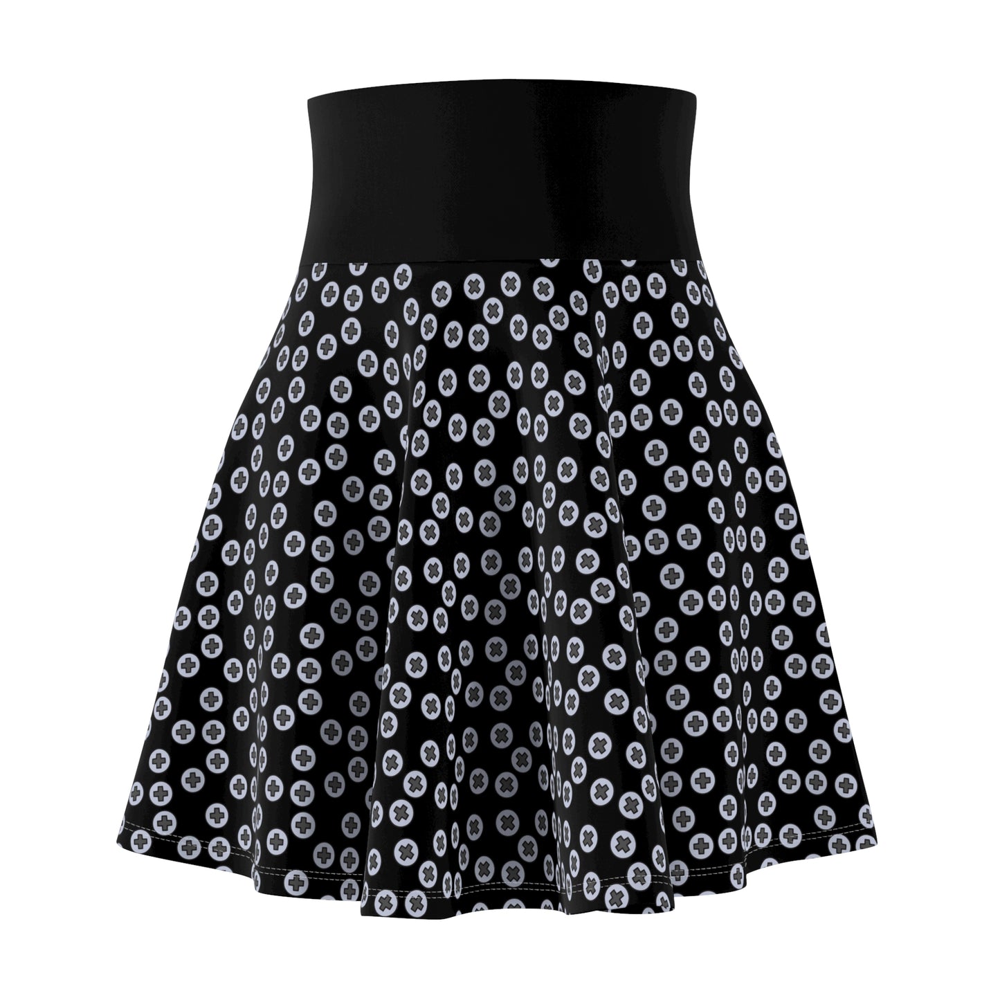 Chic Women's Skater Skirt, Stylish Summer Skirt, Fun Printed Skirt, Casual Outfit, Unique Gift for Her, Dance Skirt - Black