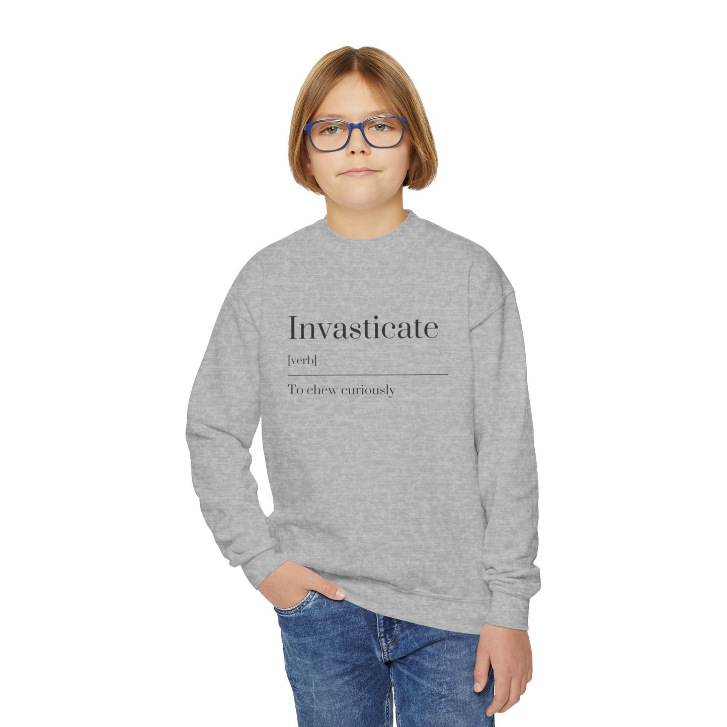 Invasticate Youth Crewneck Sweatshirt, Cool Sweatshirt for Kids, Youth Clothing, Trendy Apparel, Inspirational Gift, Cozy Fashion