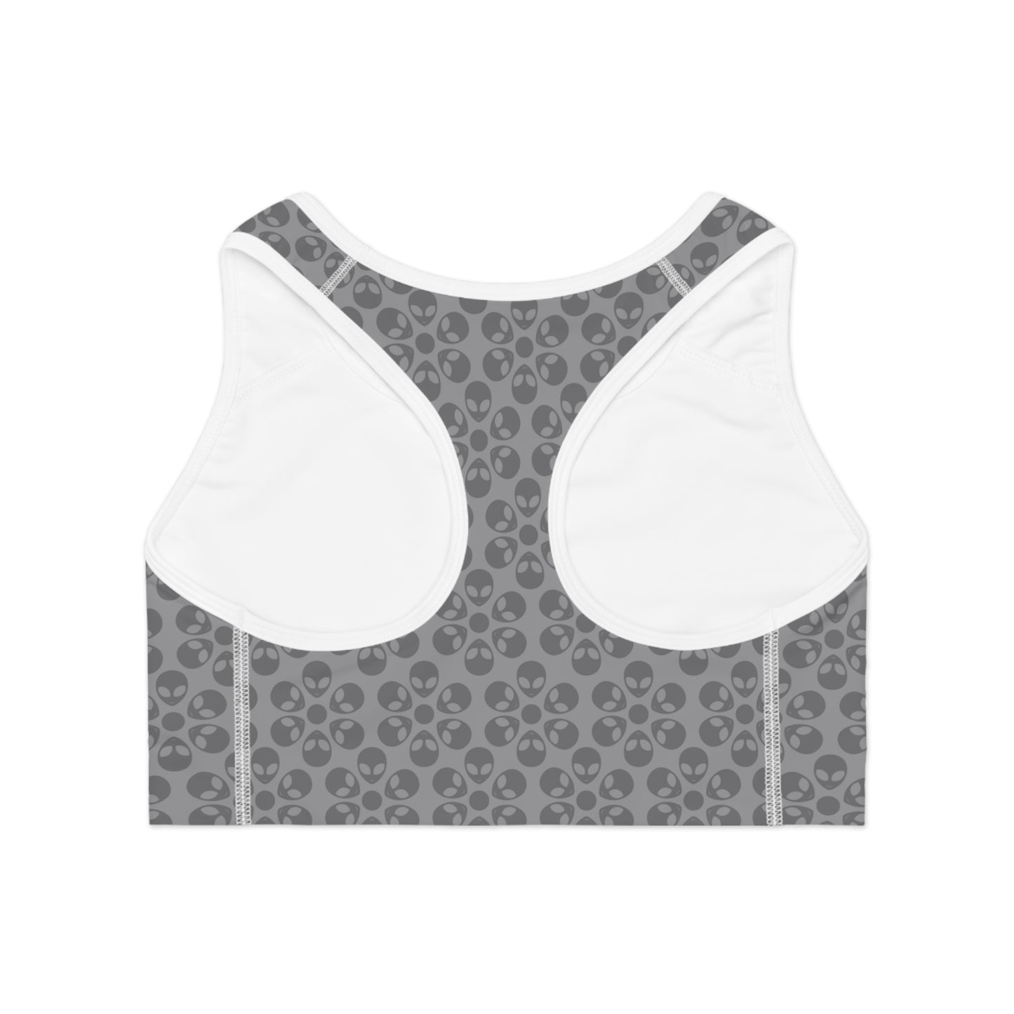Trendy Floral Pattern Sports Bra Workout Bra for Women Fitness Gear Yoga Top Gym Wear Gift for Athletes Alien Flowers Grey