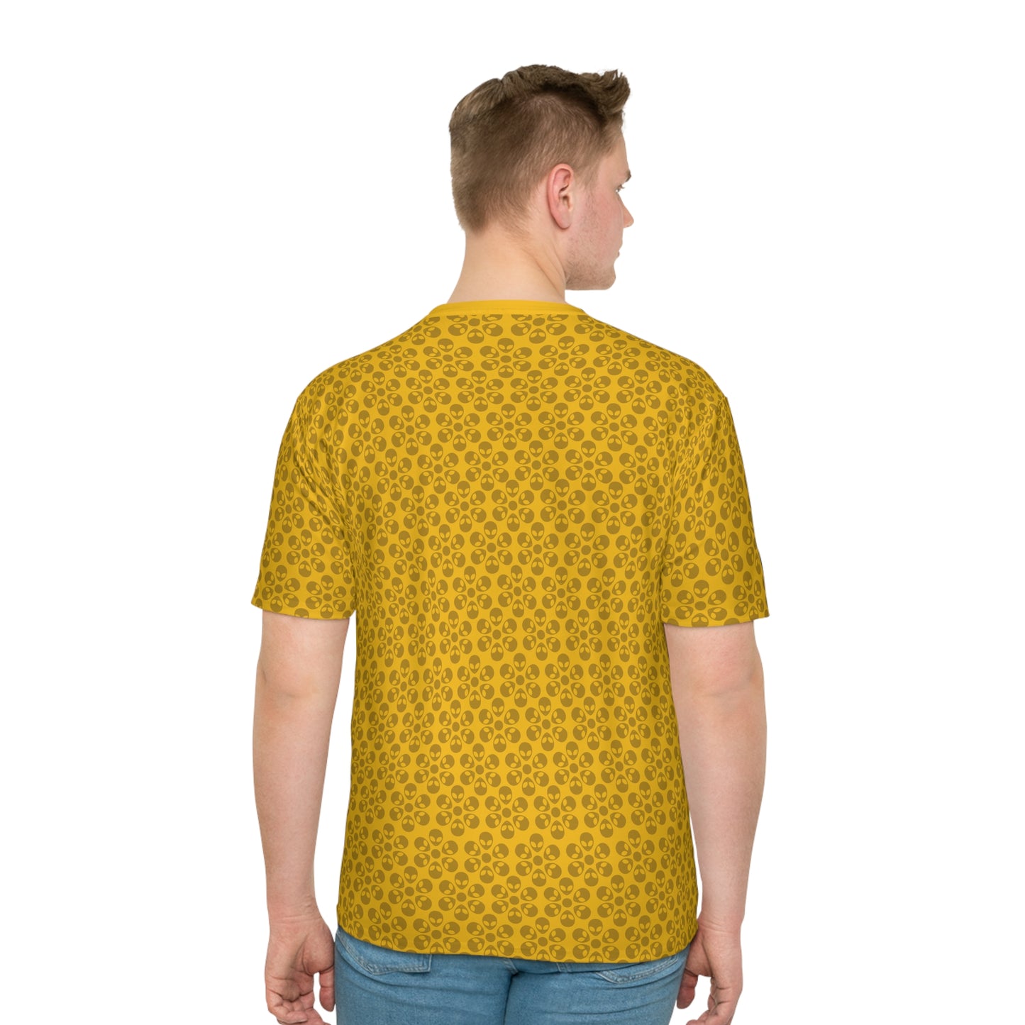 Mens Casual Graphic Tee Stylish Loose Tshirt Gift for Him Summer Fashion Relaxed Fit Wear Alien Flowers Yellow