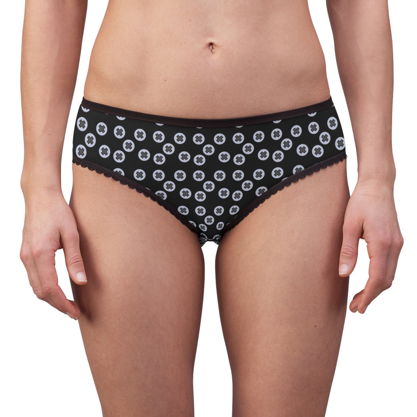 Playful Patterned Women's Briefs - Comfortable Lingerie for Everyday Wear, Cute Underwear Gift, Fun Daily Essentials, Stylish - Black