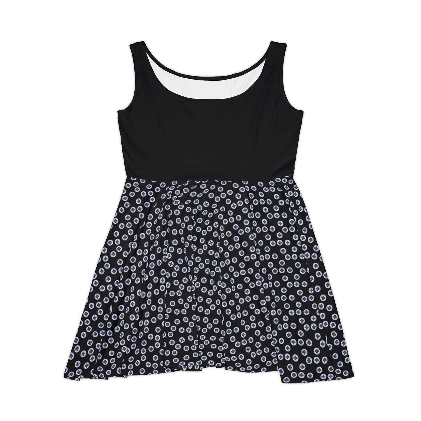 Floral Women's Skater Dress | Summer Outing, Casual Parties, Everyday Wear, Gift for Her, Trendy Fashion - Black
