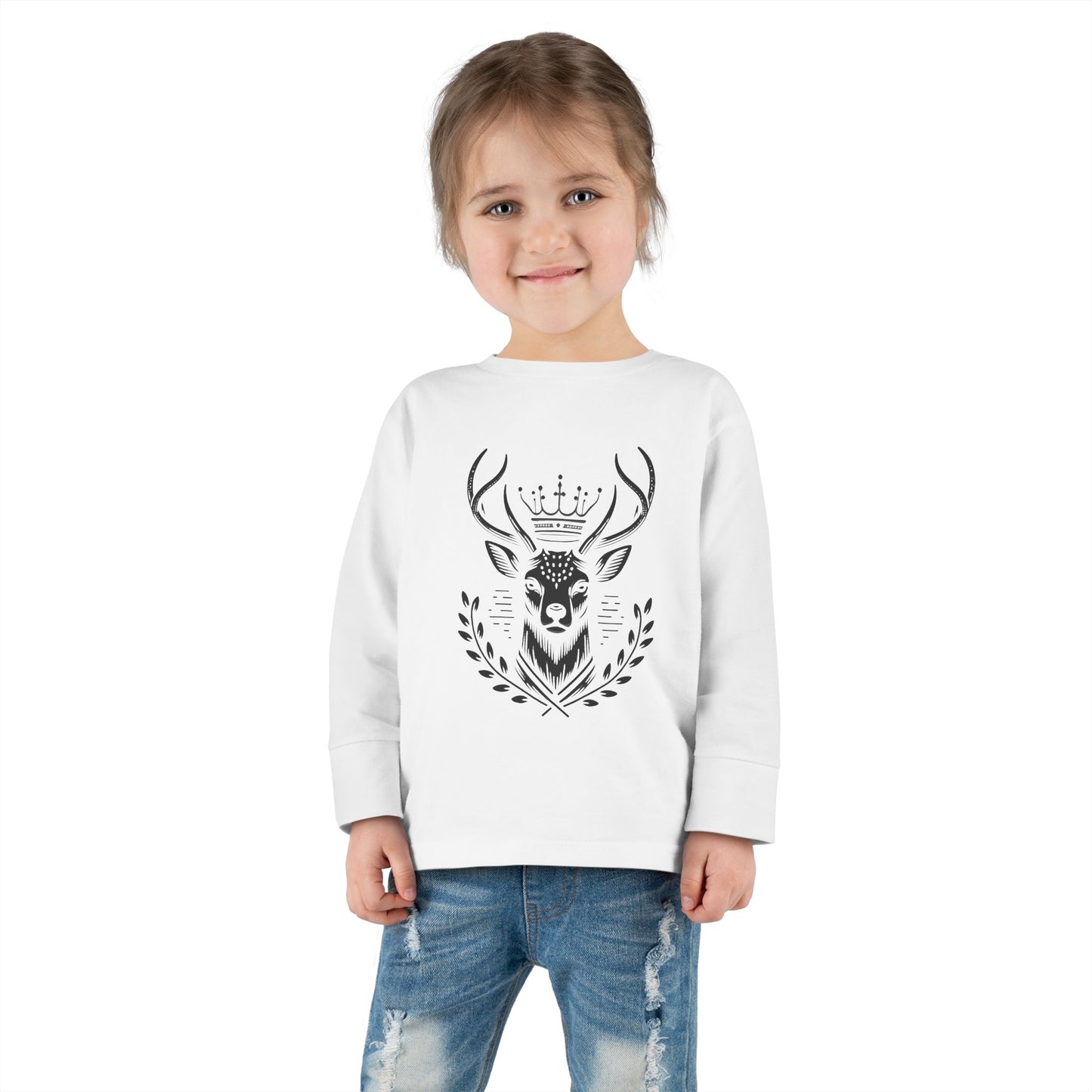 Crowned Deer Toddler Long Sleeve Tee - Oh Deer Lord