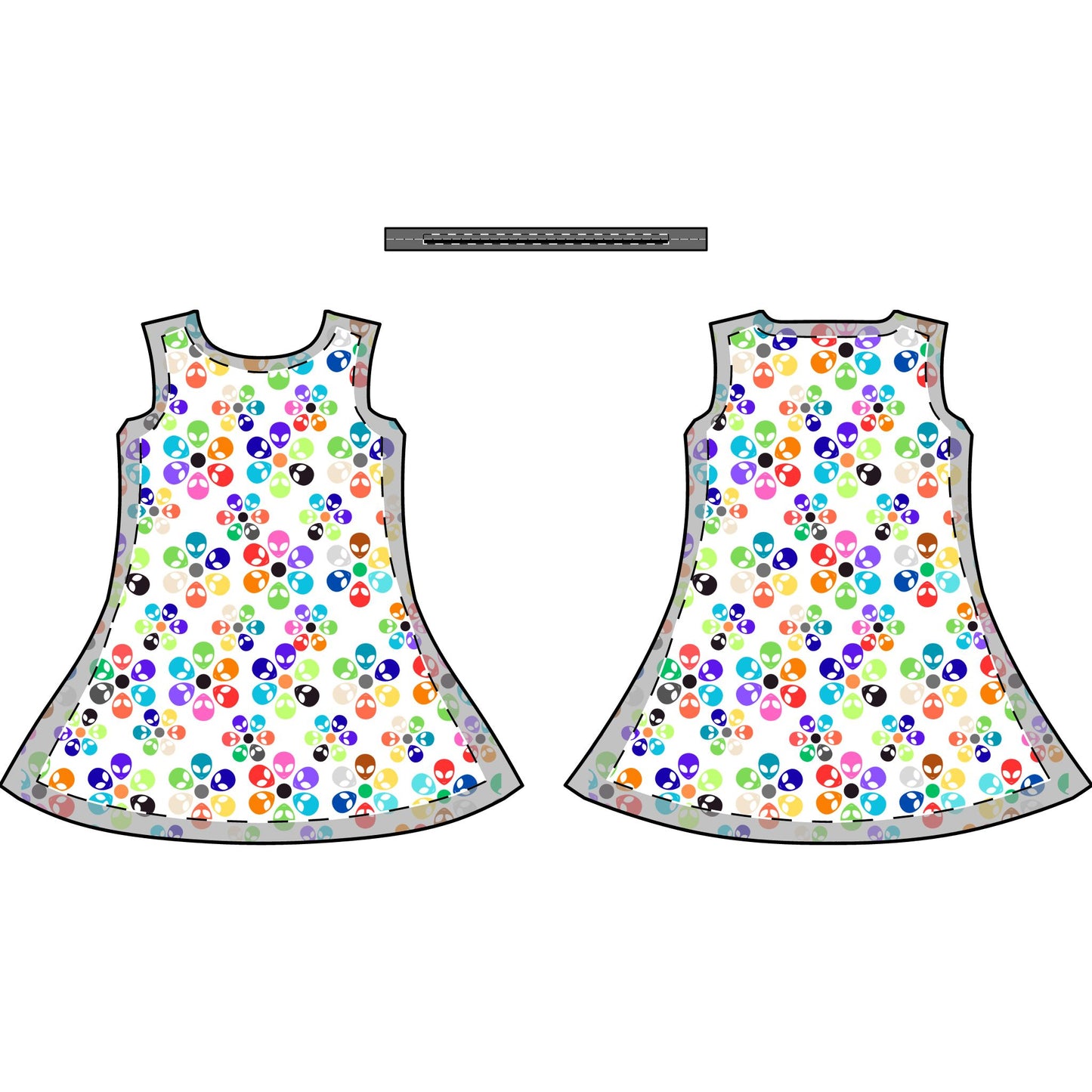 Colorful Floral AOP Womens Casual Dress Summer Outfit Garden Party Dress Beachwear Trendy Fashion Alien Rainbow Flowers Light Pink