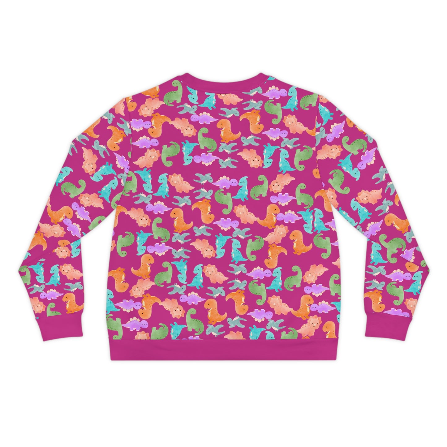 Colorful Dino Lightweight Sweatshirt | Cozy Gift for Ocean Lovers | Perfect for Casual Wear Beach Days Summer Parties Travel Rainbow Dinos Pink