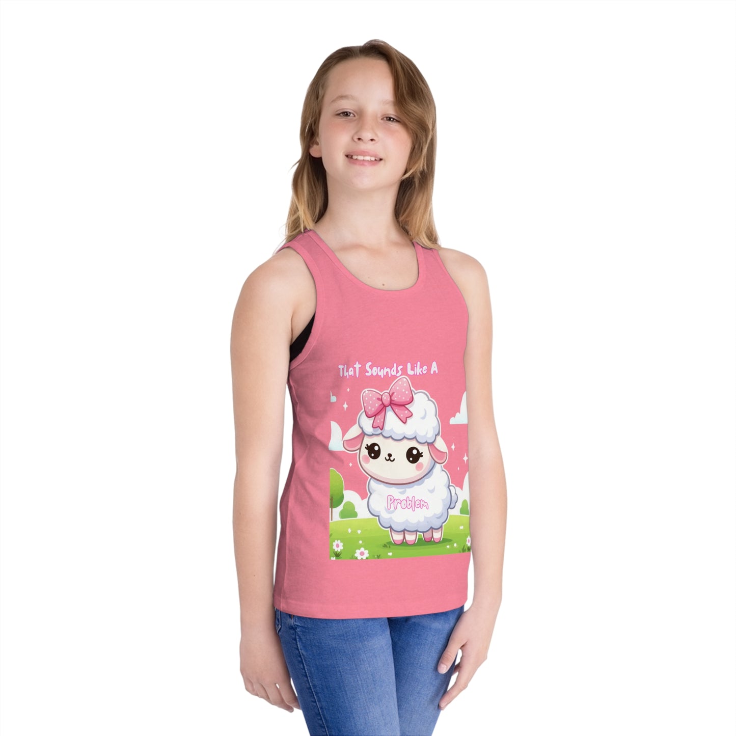 Cute Kid's Jersey Tank Top - Graphic Sheep Design for Playtime