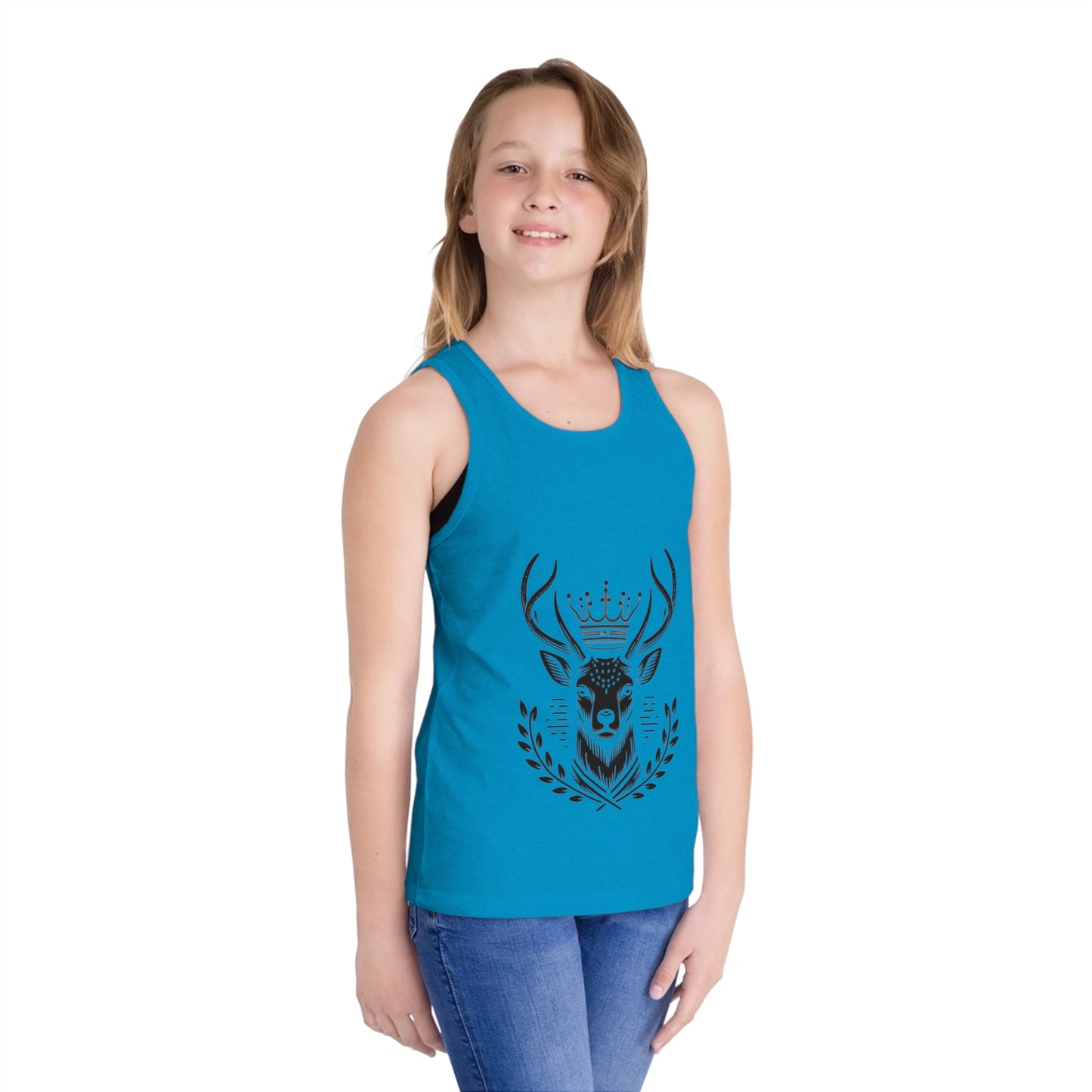 Kids' Jersey Tank Top - Majestic Crowned Deer Design - Oh Deer Lord