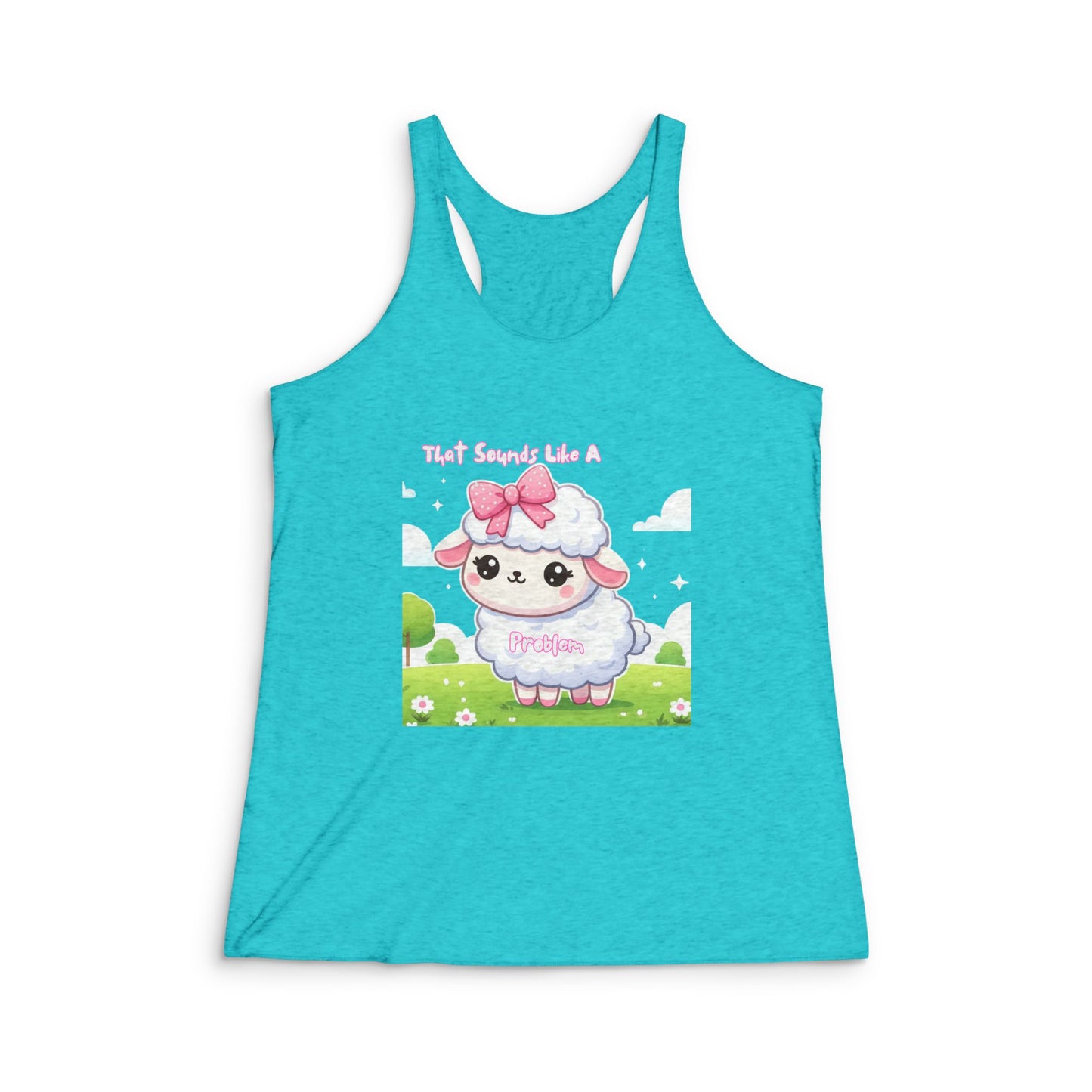 Cute Sheep Graphic Women's Tank, Farm Animal Racerback, Funny Summer Top, Gift for Animal Lovers, Cute Gift Idea