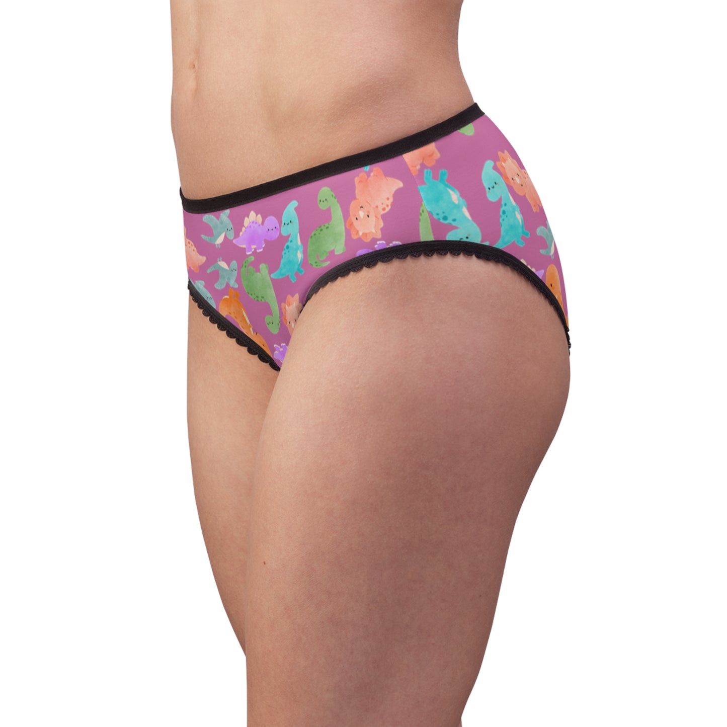 Colorful Womens Briefs with Fun Animal Patterns Cute Underwear AOP Lingerie Gifts for Her Comfortable Daily Wear Rainbow Dinos Light Pink