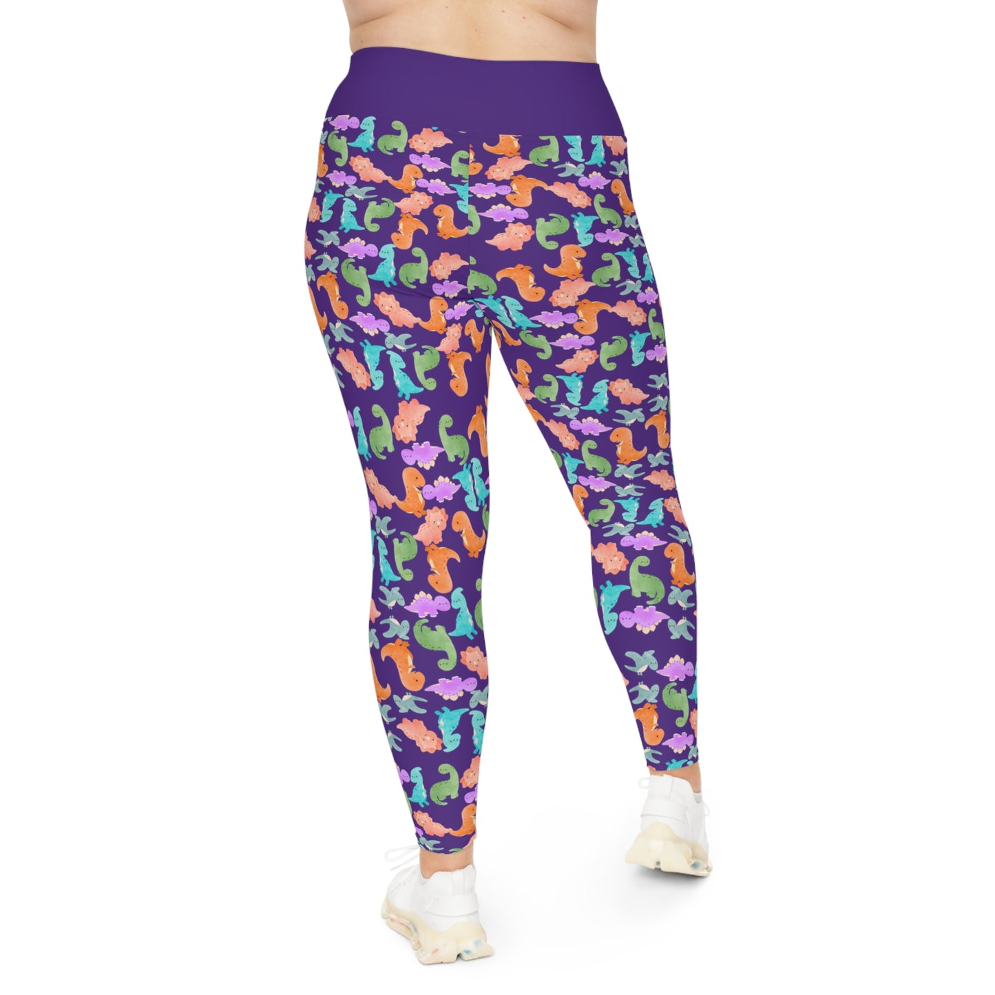 Plus Size Leggings Rainbow Dinos Purple