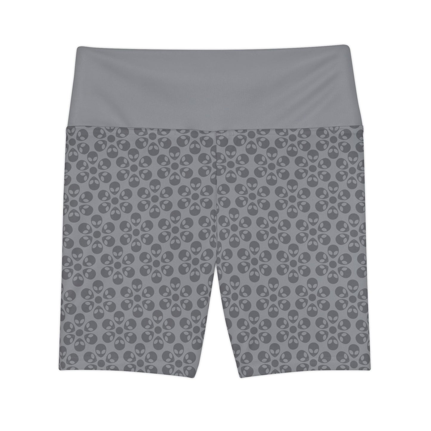 Womens Workout Shorts Alien Flowers Grey