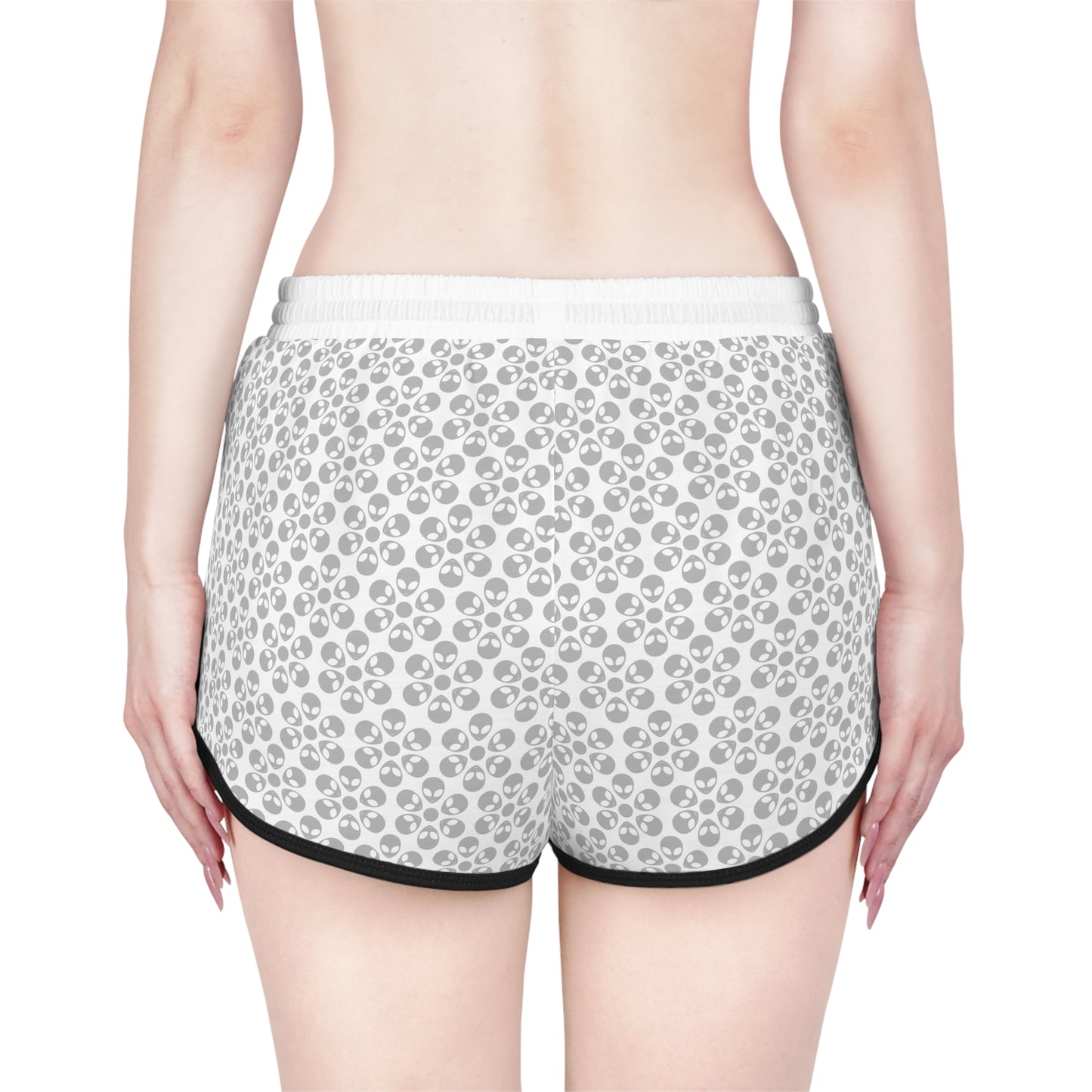 Womens Relaxed Shorts Alien Flowers White
