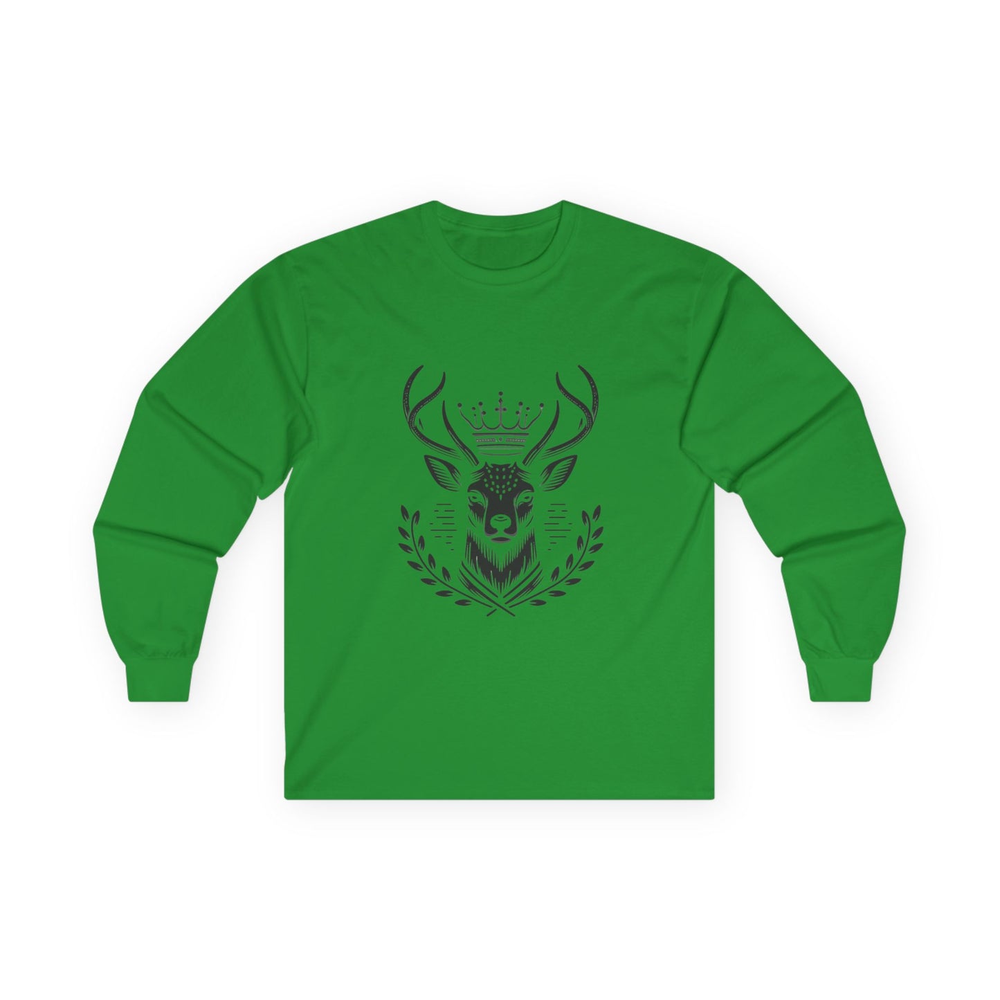 Crowned Deer Long Sleeve Tee | Unisex Ultra Cotton | Nature Inspired Apparel - Oh Deer Lord