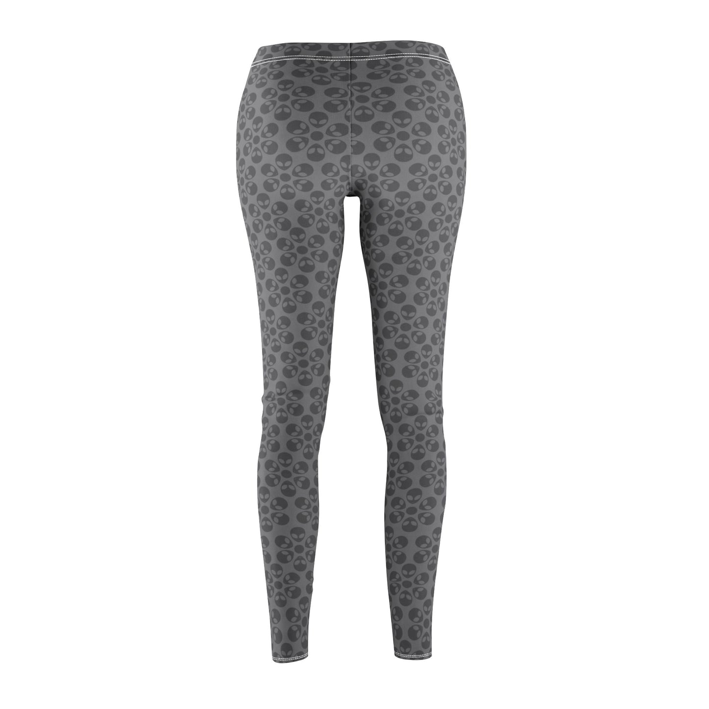 Womens Midrise Casual Leggings Alien Flowers White