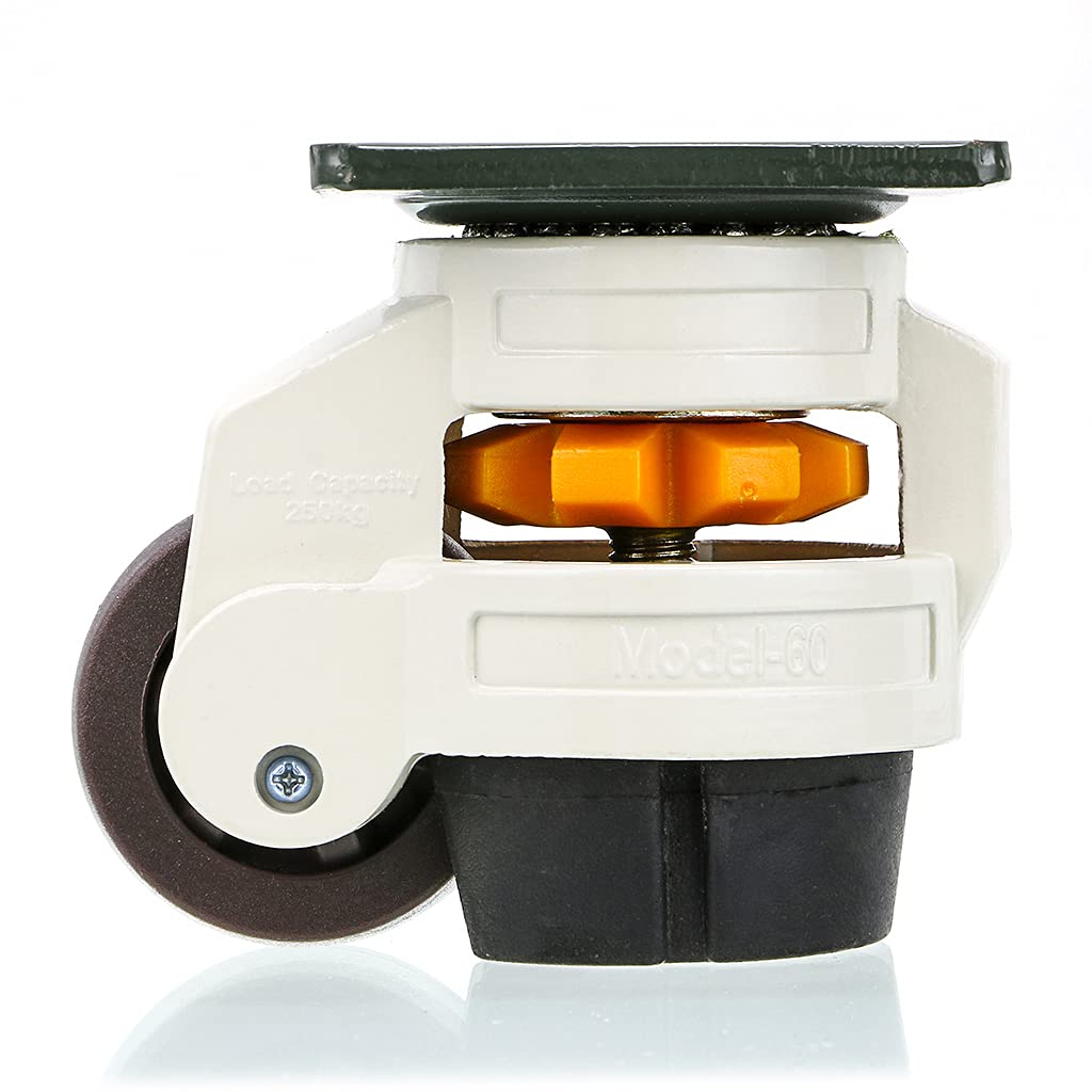 Skelang 4 Pcs Retractable Leveling Machine Castors, GD-60F Plate Casters, Leveling Wheel for Heavy Duty Furniture, Workbench, Welding Table, Total Loading Capacity 1000kg