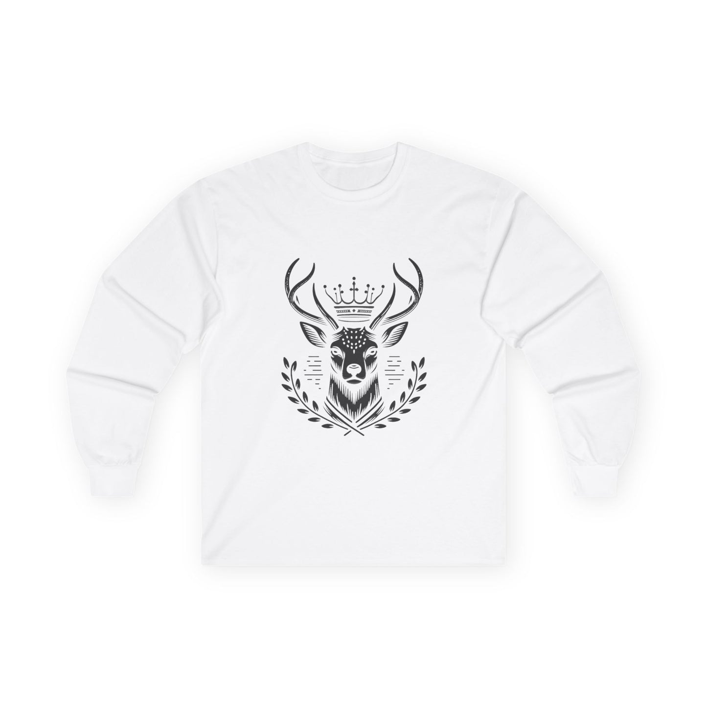 Crowned Deer Long Sleeve Tee | Unisex Ultra Cotton | Nature Inspired Apparel - Oh Deer Lord