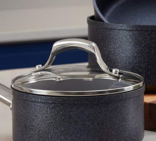 Tower Trustone Induction Pot Set, Non Stick, Easy to Clean, Dishwasher Safe, Violet Black, 3 Piece, 16/18/20 cm