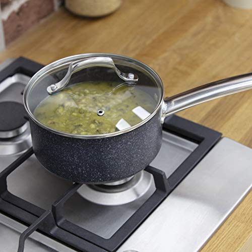 Tower Trustone Induction Pot Set, Non Stick, Easy to Clean, Dishwasher Safe, Violet Black, 3 Piece, 16/18/20 cm