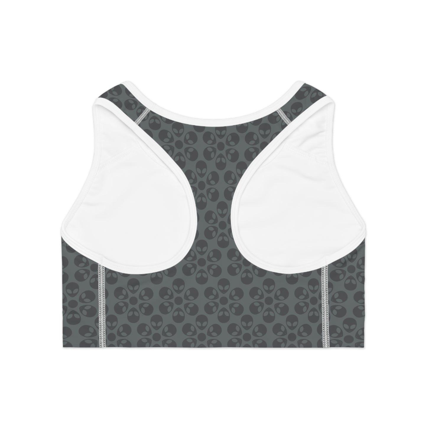 Trendy Floral Pattern Sports Bra Workout Bra for Women Fitness Gear Yoga Top Gym Wear Gift for Athletes Alien Flowers Dark Grey