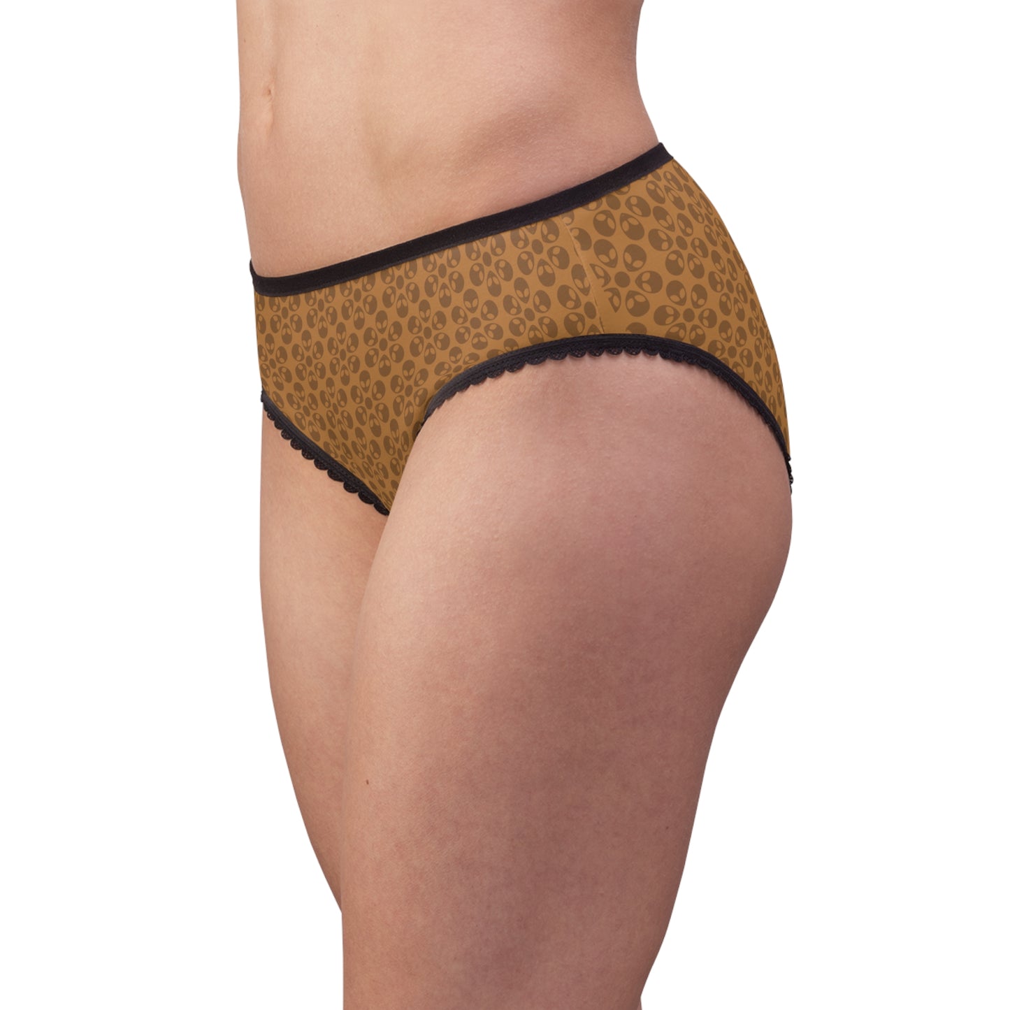 Chic Floral Womens Briefs | Comfort Everyday Wear Gifts Plus Size Stylish Lingerie Alien Flowers Light Brown