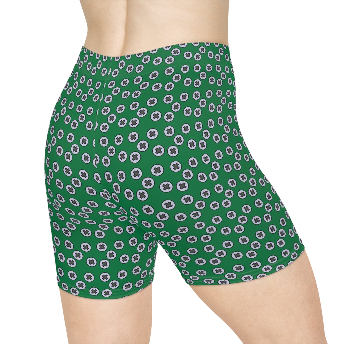 Women's Biker Shorts - Stylish Comfort for Active Lifestyle, Perfect for Gym, Yoga, Casual Wear, Summer Outings, and Fitness. Screwed - Darlk Green