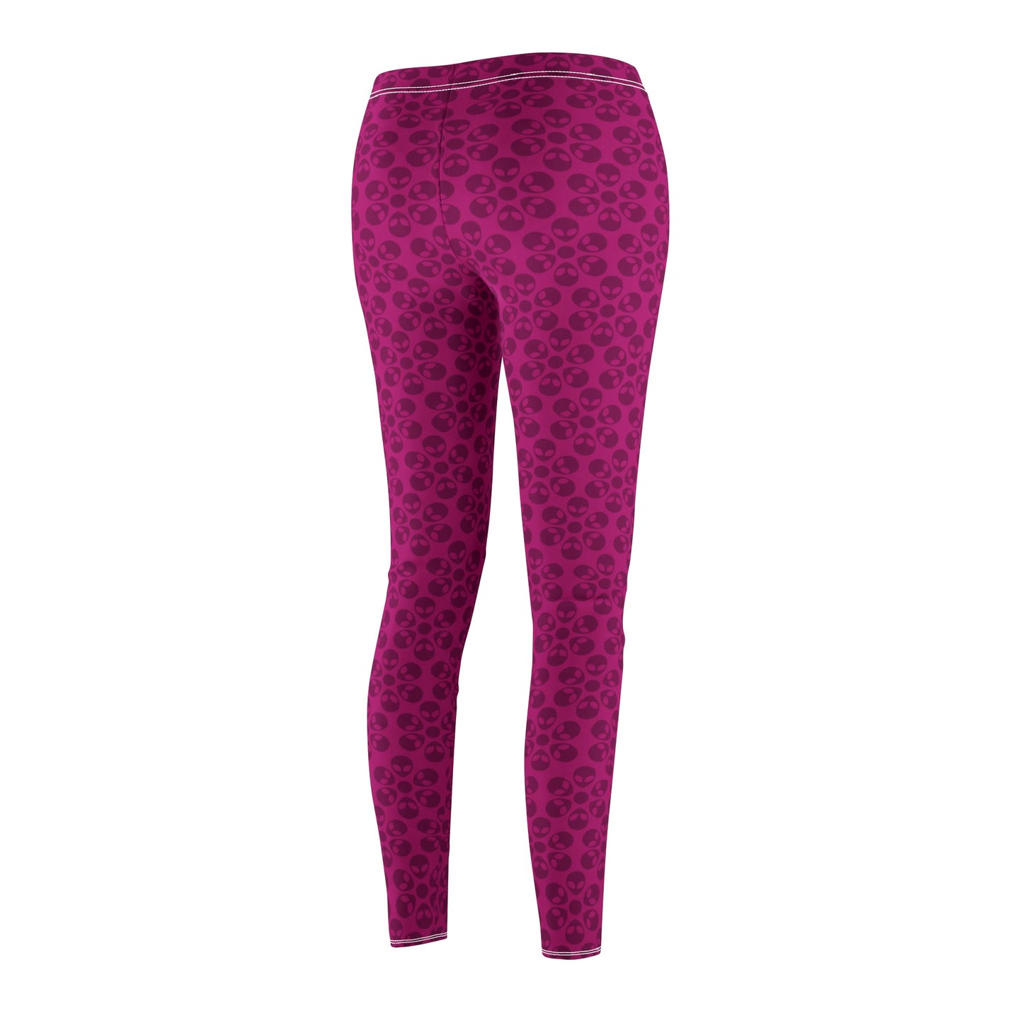 Womens Midrise Casual Leggings Alien Flowers White