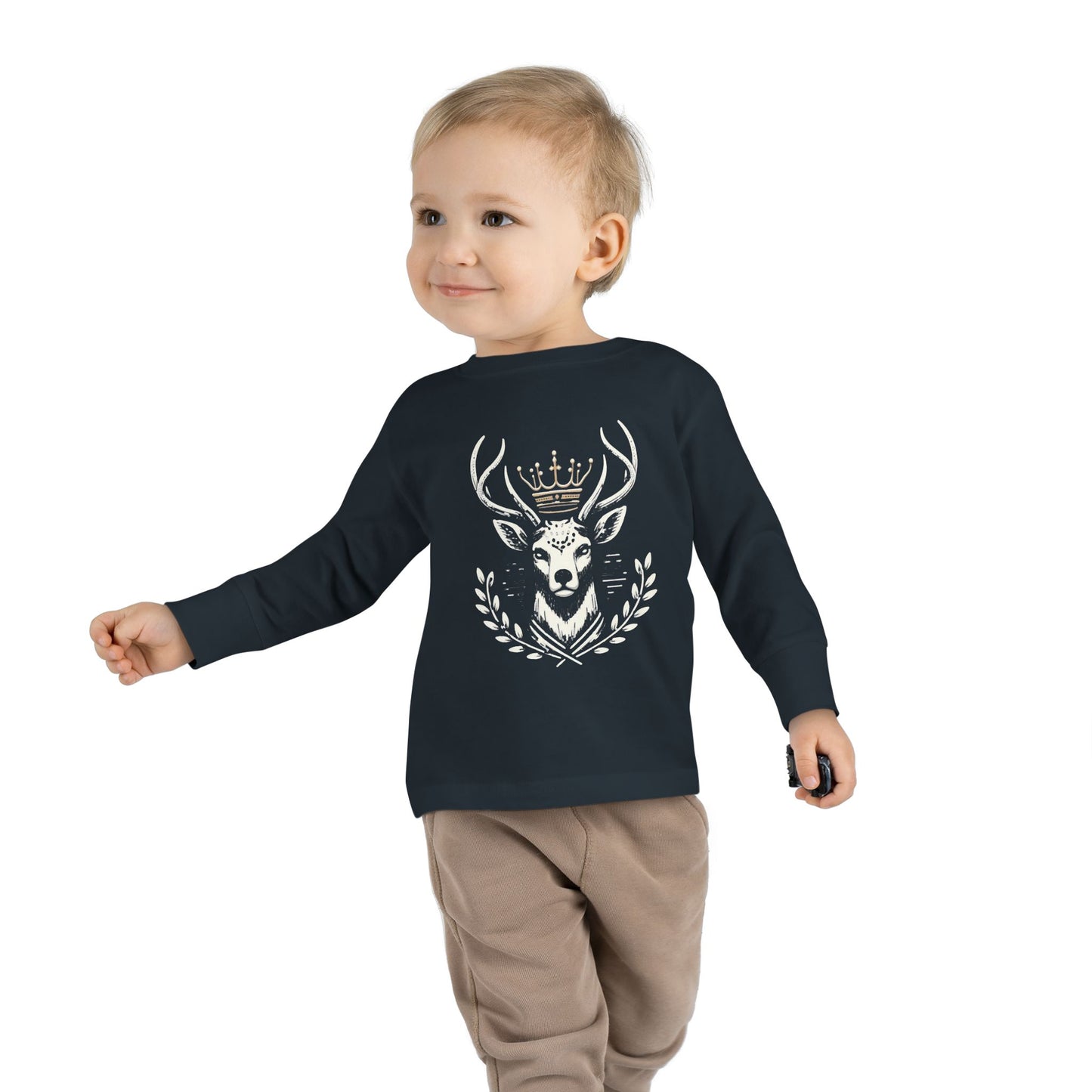 Crowned Deer Toddler Long Sleeve Tee - Oh Deer Lord