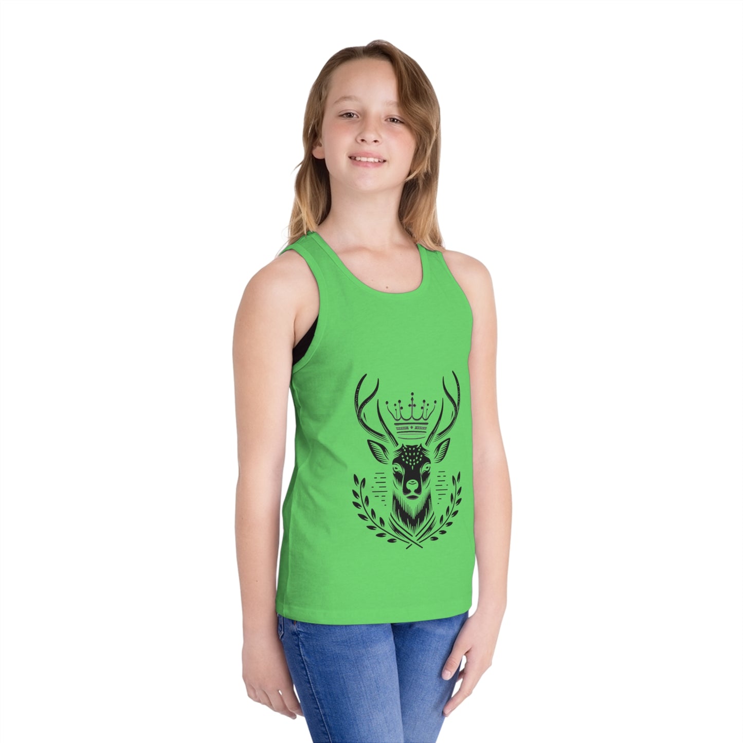 Kids' Jersey Tank Top - Majestic Crowned Deer Design - Oh Deer Lord