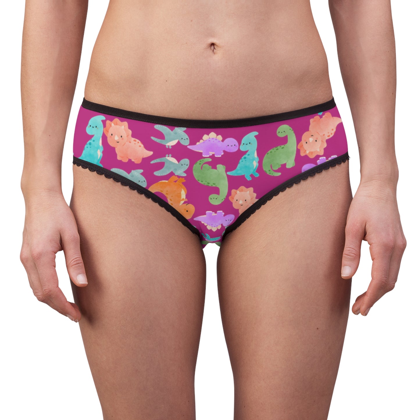 Colorful Womens Briefs with Fun Animal Patterns Cute Underwear AOP Lingerie Gifts for Her Comfortable Daily Wear Rainbow Dinos Pink