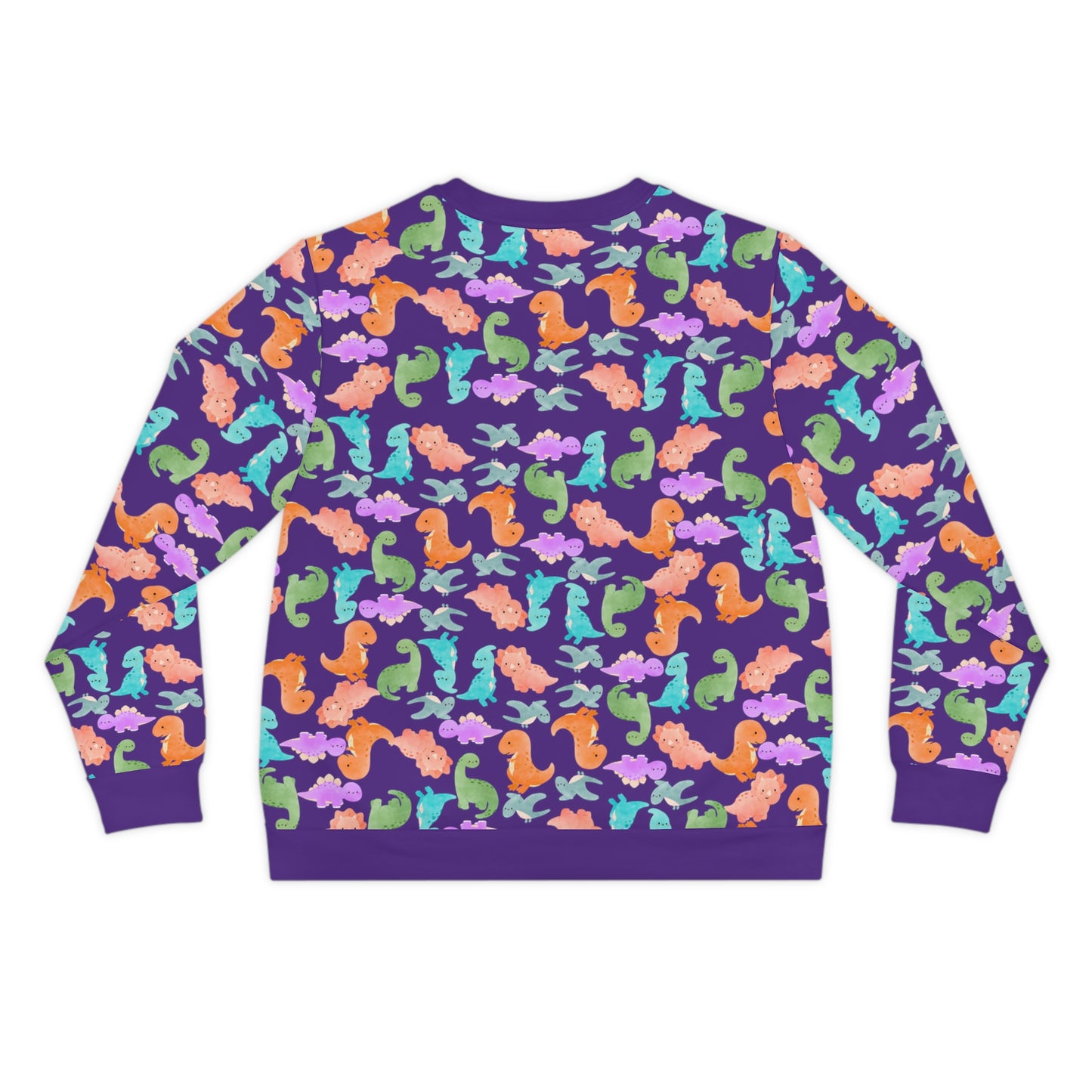 Colorful Dino Lightweight Sweatshirt | Cozy Gift for Ocean Lovers | Perfect for Casual Wear Beach Days Summer Parties Travel Rainbow Dinos Purple
