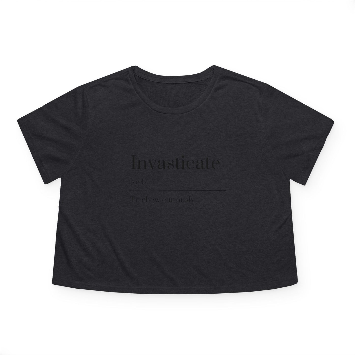 Women's Flowy Cropped Tee with 'Invasticate' Design, Casual T-Shirt, Gift for Language Lovers, Trendy Summer Top, Stylish Graphic Tee