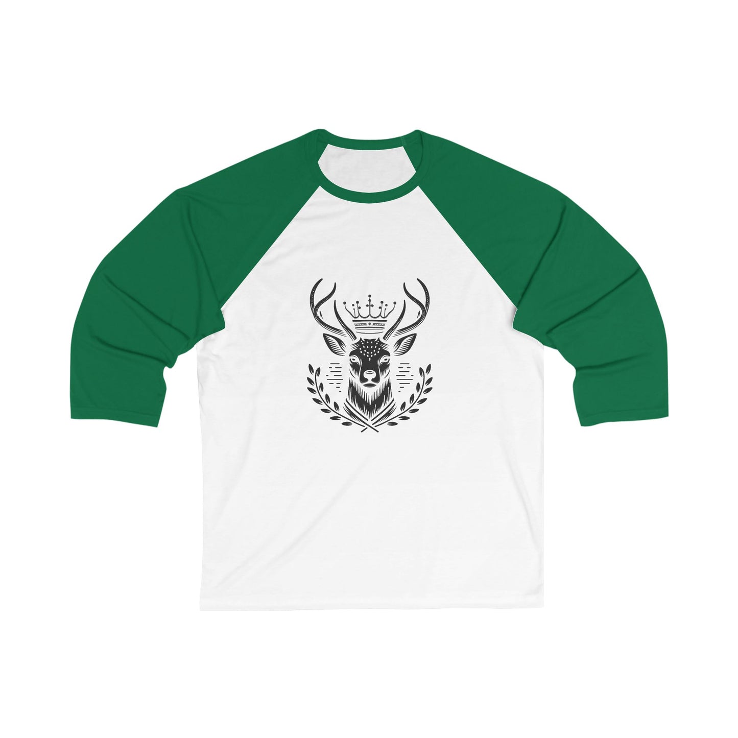 Crowned Stag Unisex 3/4 Sleeve Baseball Tee - Oh Deer Lord